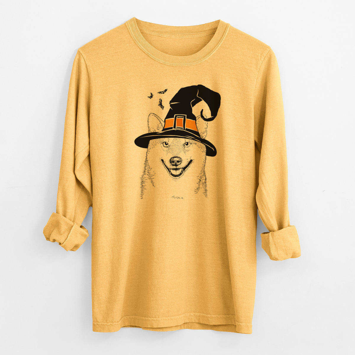 Witch Mitsu the Shiba Inu - Men's Heavyweight 100% Cotton Long Sleeve