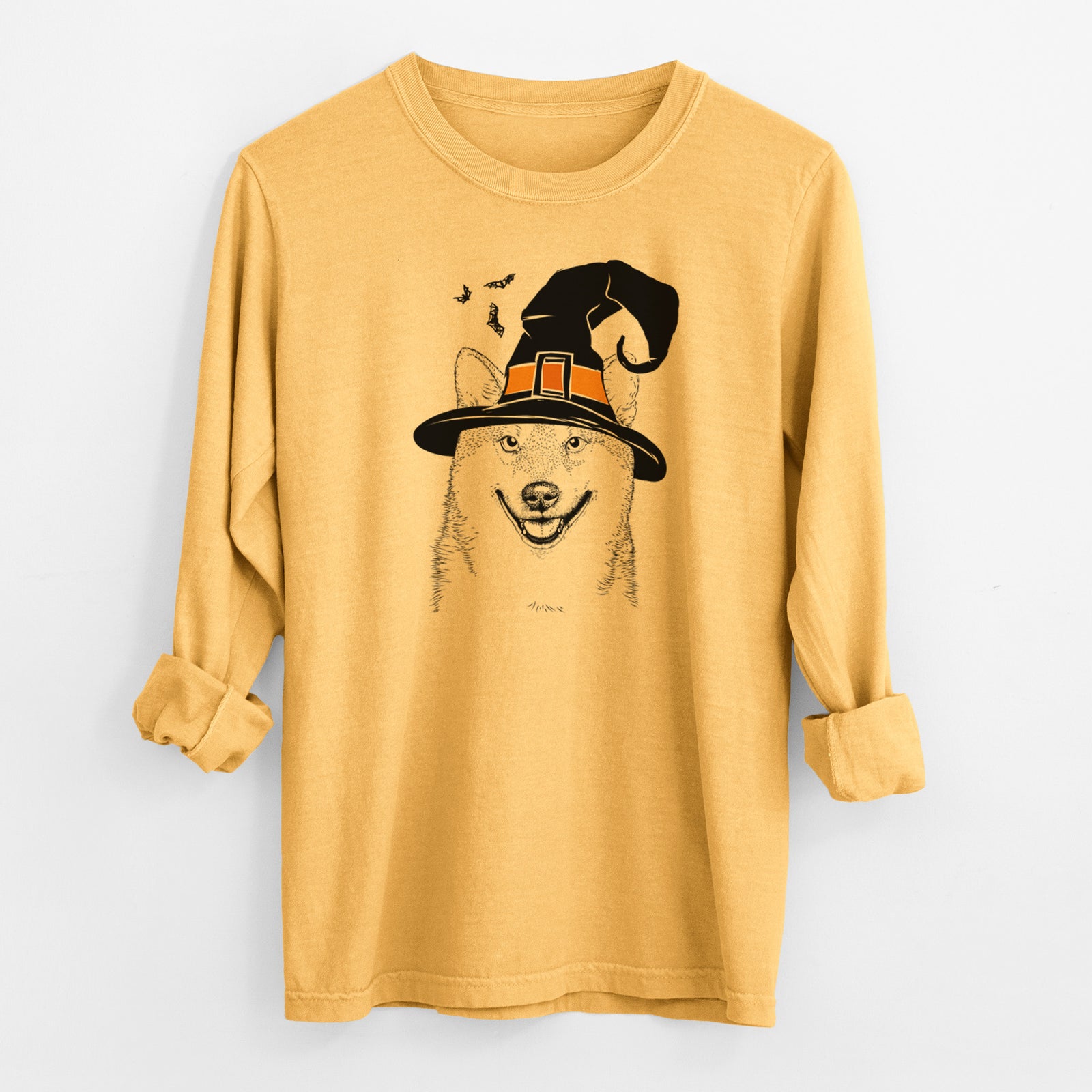 Witch Mitsu the Shiba Inu - Men's Heavyweight 100% Cotton Long Sleeve