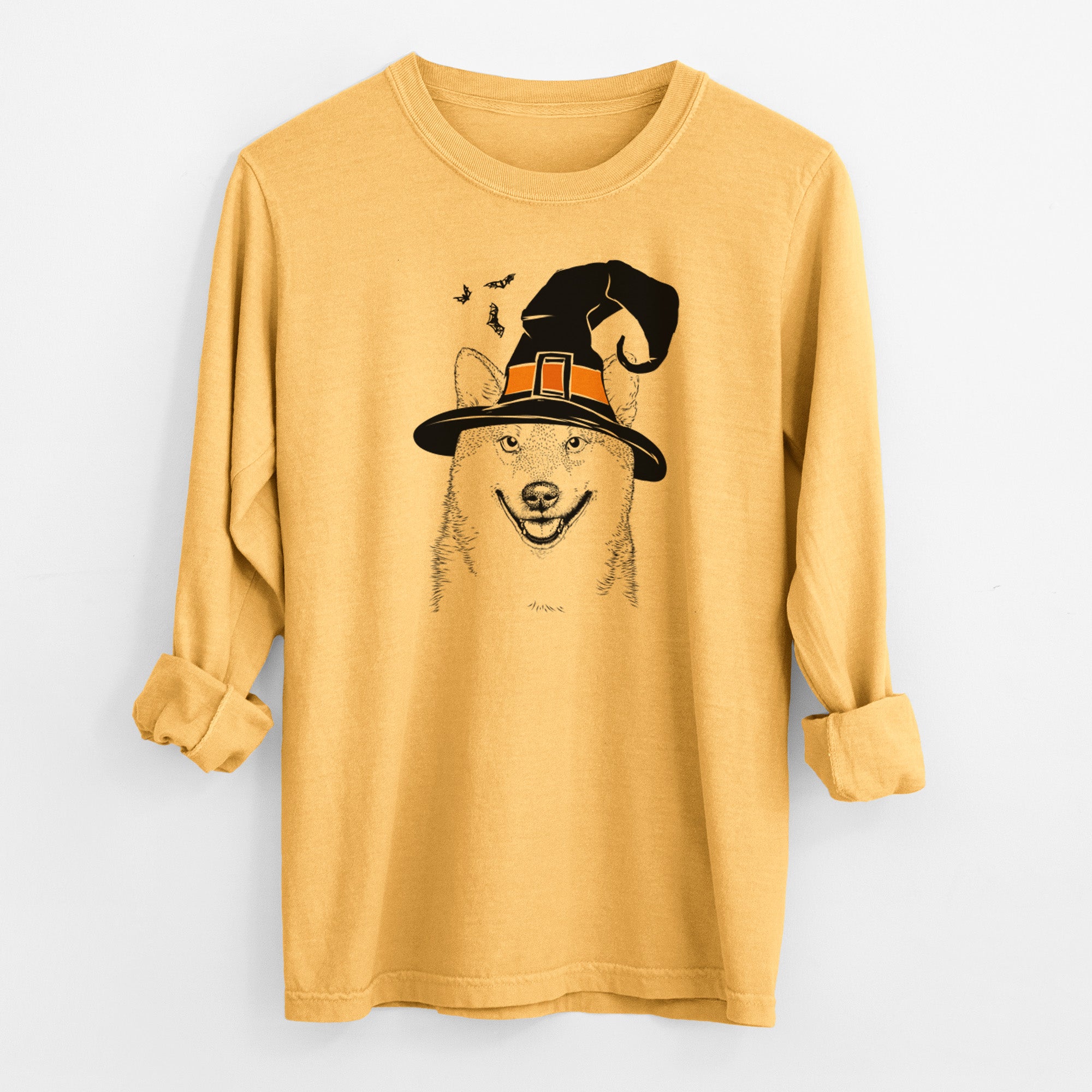 Witch Mitsu the Shiba Inu - Men's Heavyweight 100% Cotton Long Sleeve