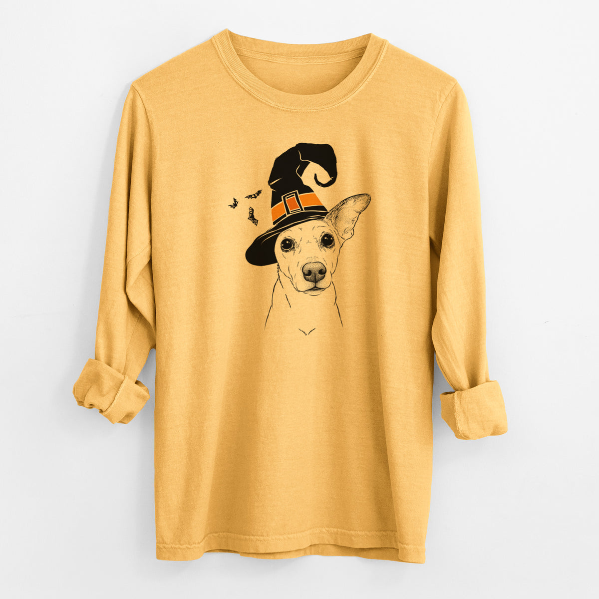 Witch Molly the Jack Russell Terrier - Men's Heavyweight 100% Cotton Long Sleeve