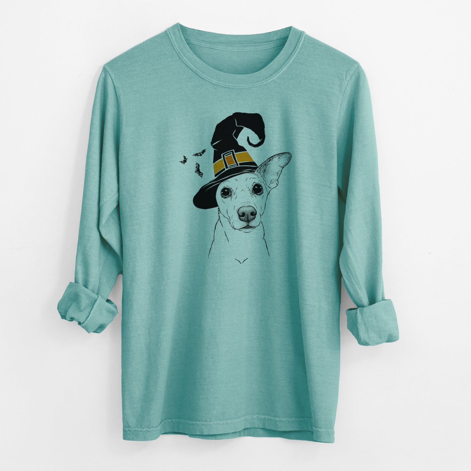 Witch Molly the Jack Russell Terrier - Men's Heavyweight 100% Cotton Long Sleeve