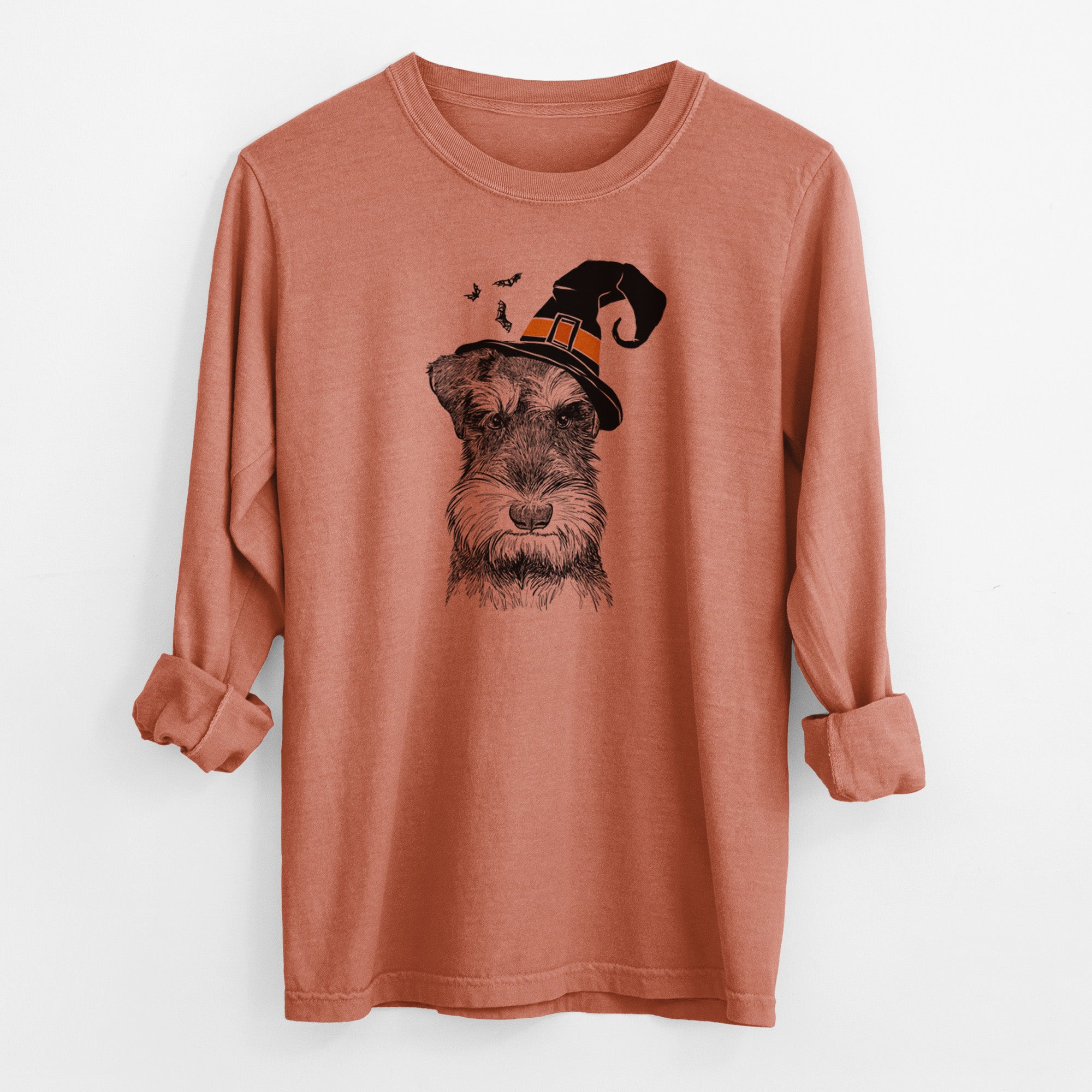 Witch Murphy the Mini Schnauzer - Men's Heavyweight 100% Cotton Long Sleeve