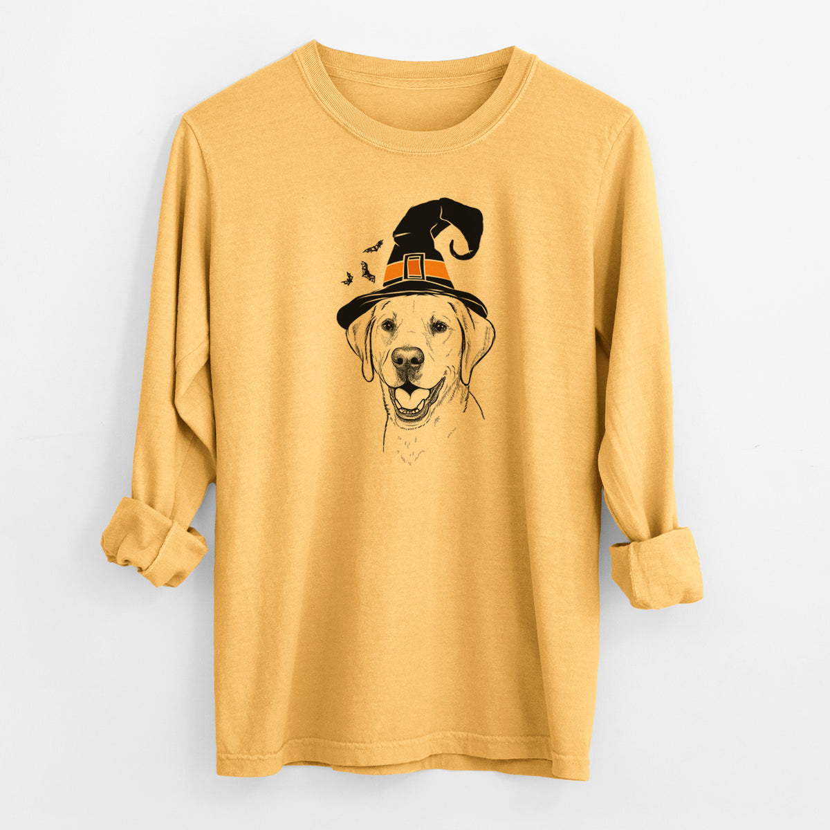 Witch Nate the Labrador Retriever - Men's Heavyweight 100% Cotton Long Sleeve