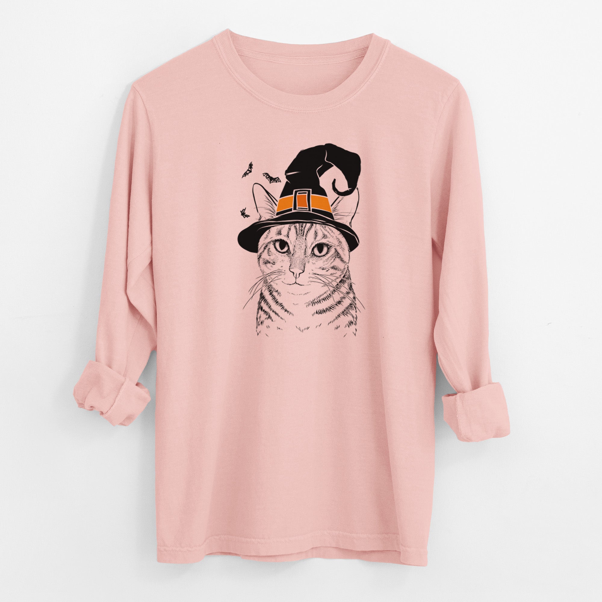 Witch Nell the Tabby Cat - Men's Heavyweight 100% Cotton Long Sleeve