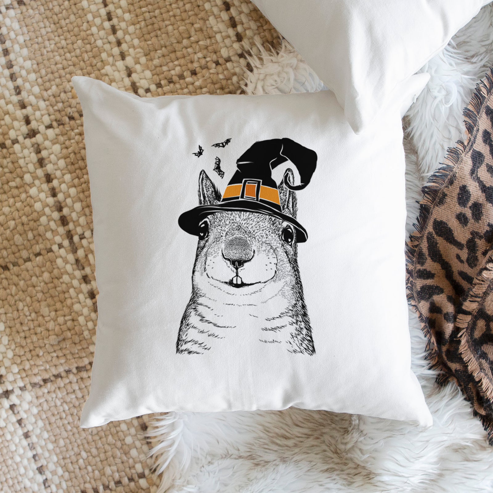 Nibbles the Squirrel - Throw Pillow Cover