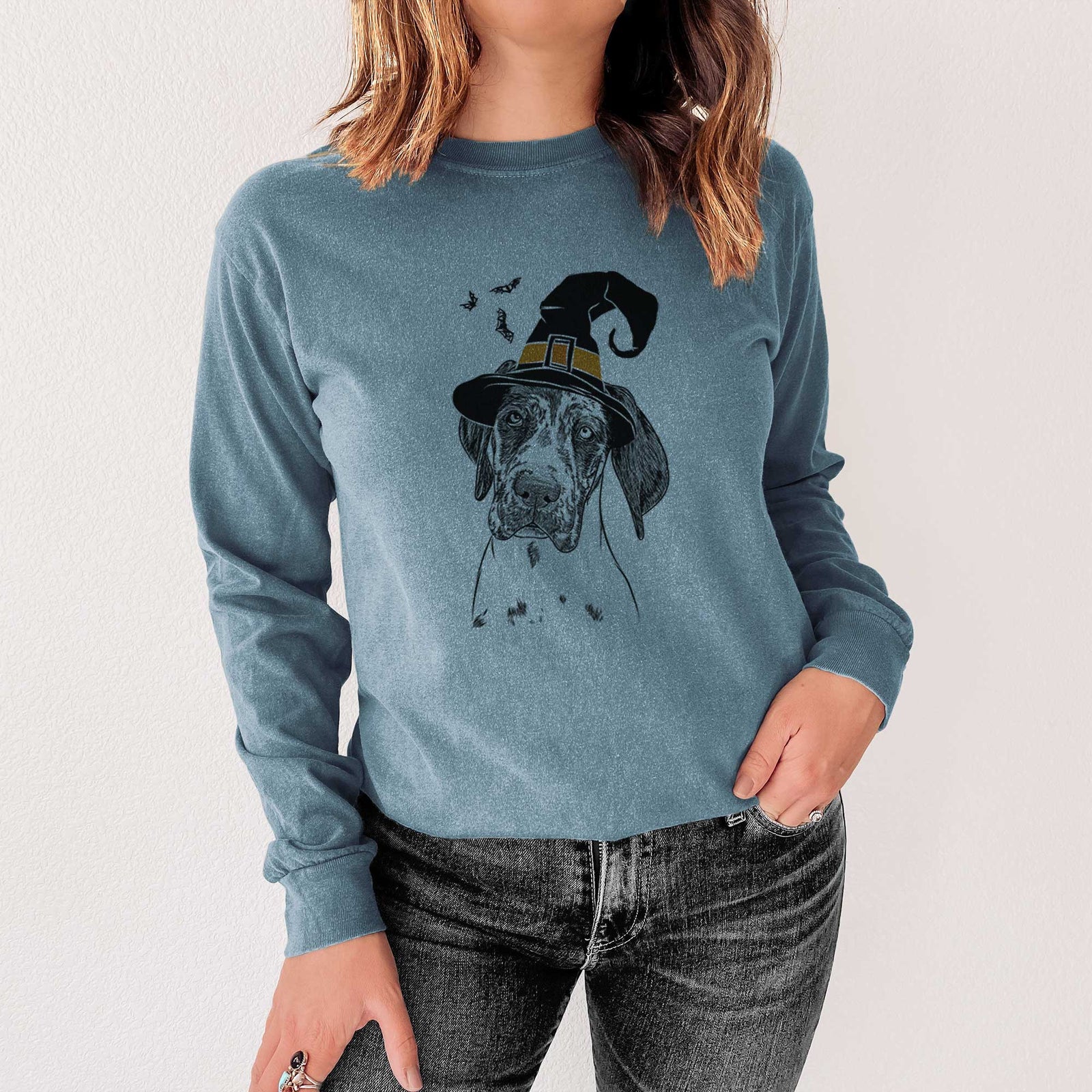 Witch Nyx the Great Dane - Men's Heavyweight 100% Cotton Long Sleeve