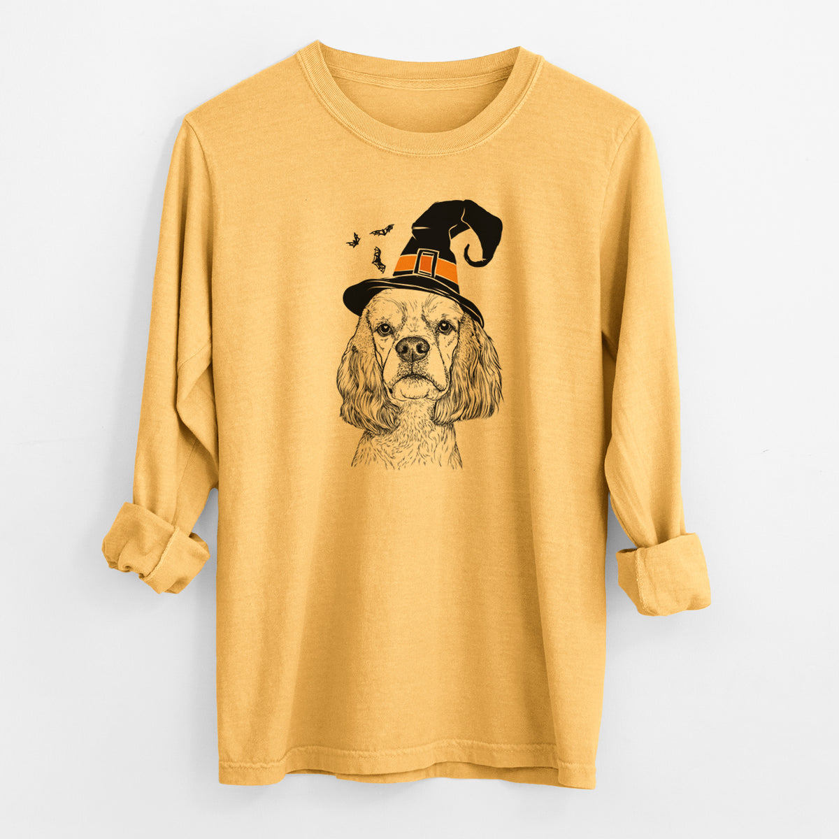 Witch Oakley the American Cocker Spaniel - Men's Heavyweight 100% Cotton Long Sleeve