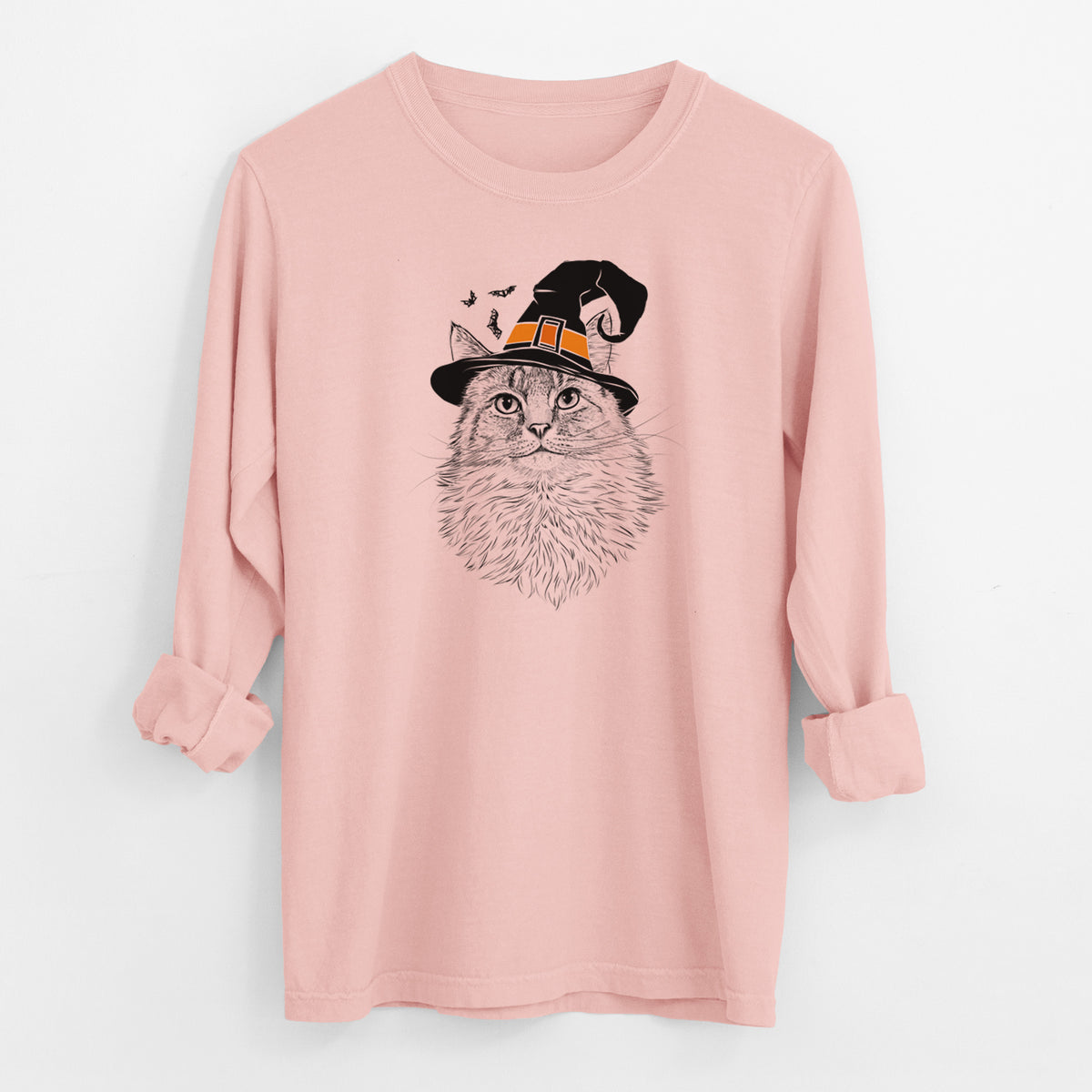 Witch Olive the Cat - Men's Heavyweight 100% Cotton Long Sleeve