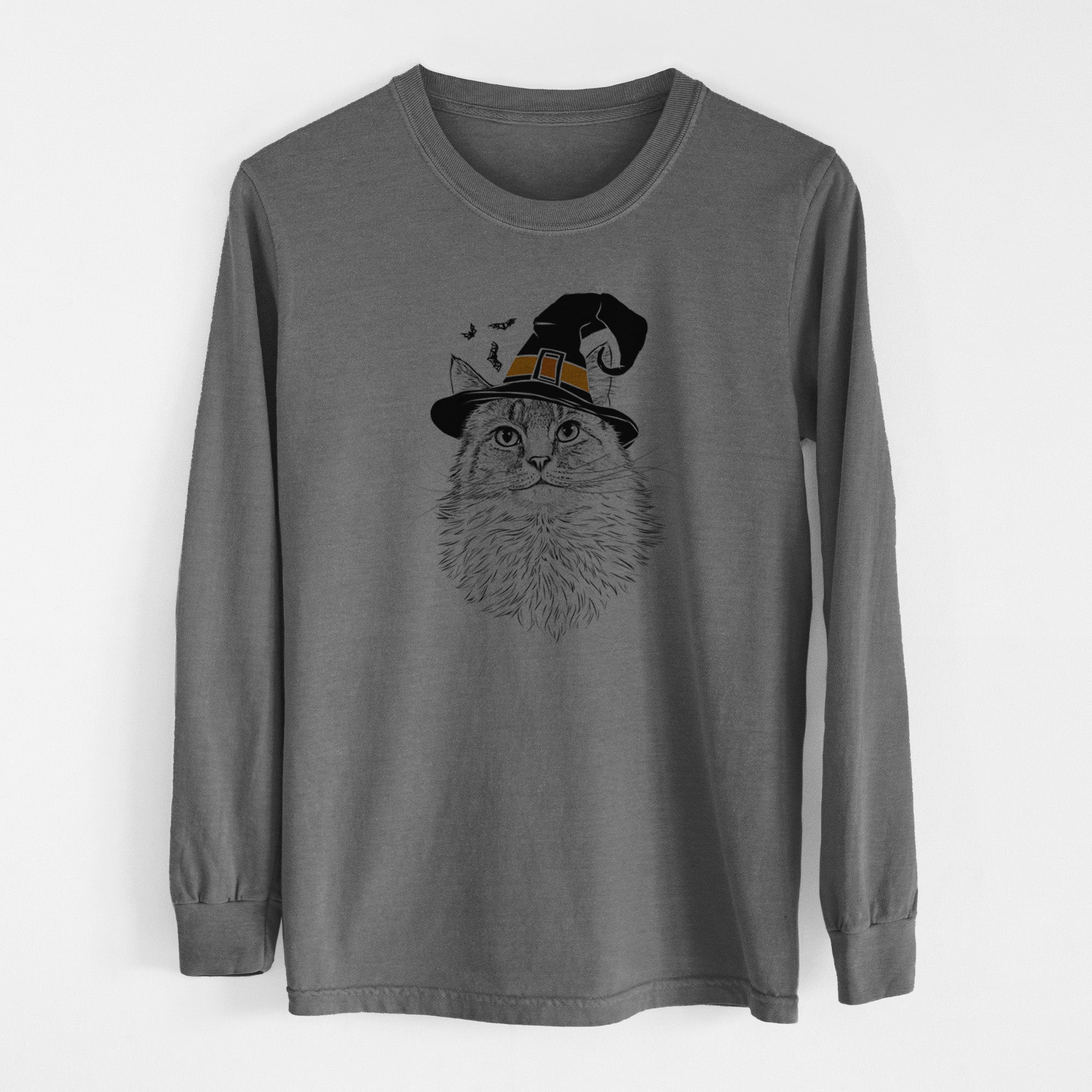 Witch Olive the Cat - Men's Heavyweight 100% Cotton Long Sleeve