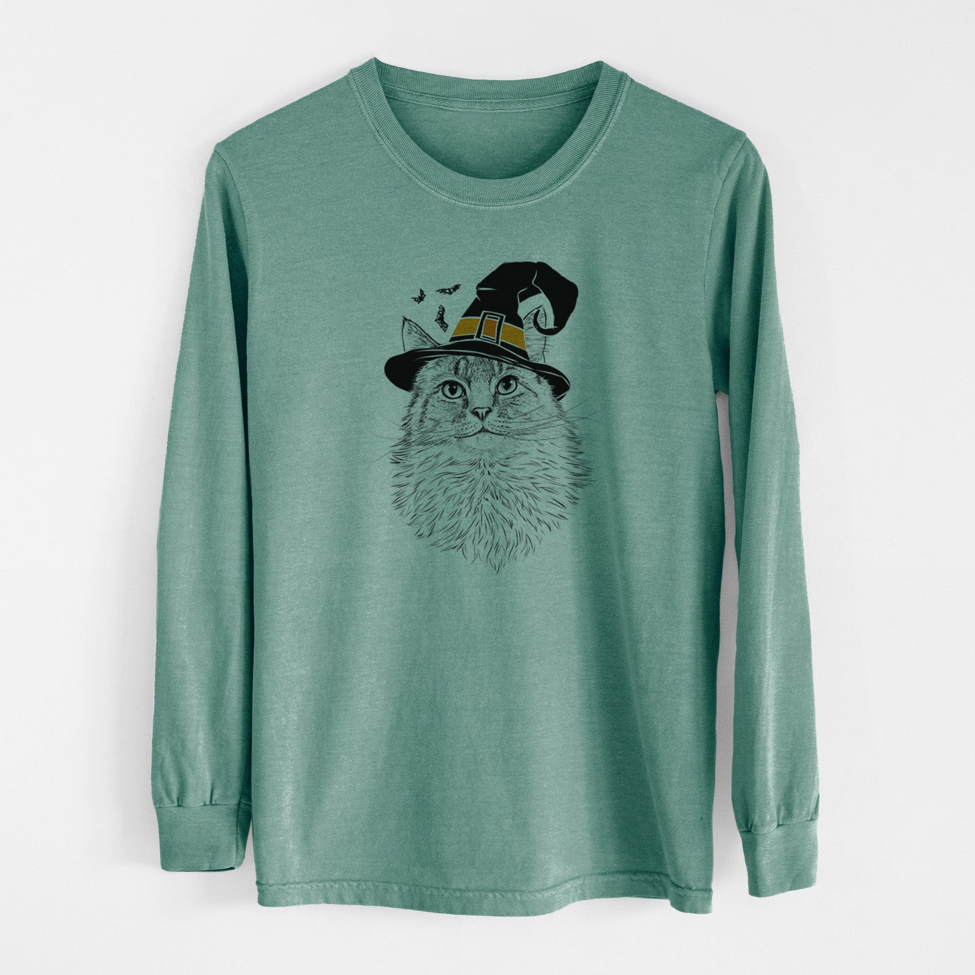 Witch Olive the Cat - Men's Heavyweight 100% Cotton Long Sleeve