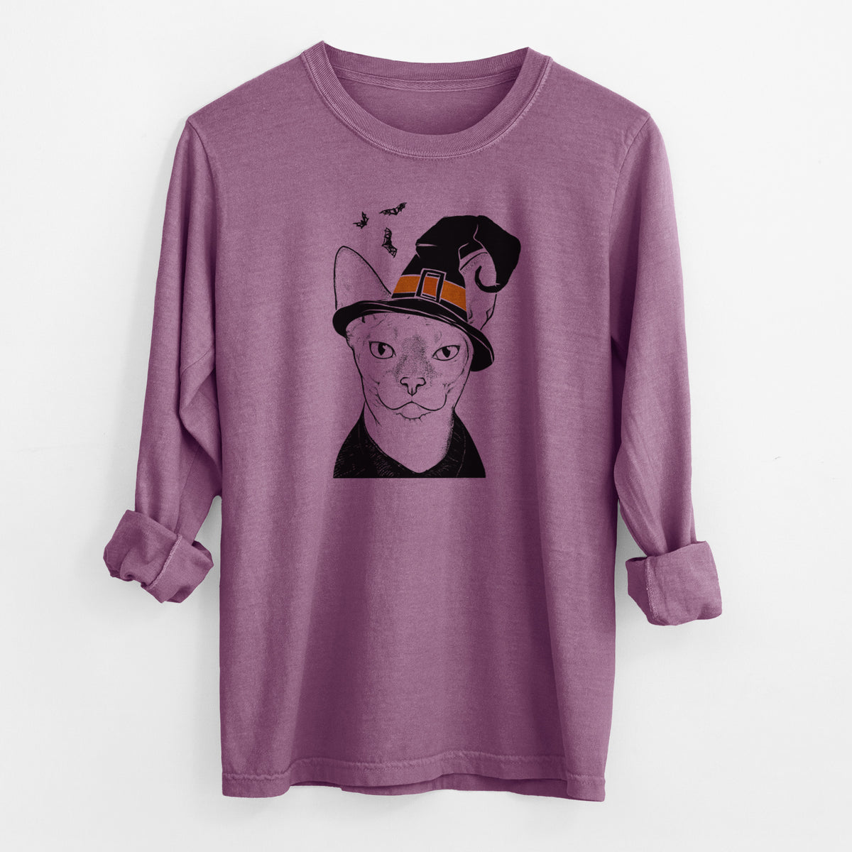 Witch Oliver Watson the Sphynx Cat - Men's Heavyweight 100% Cotton Long Sleeve