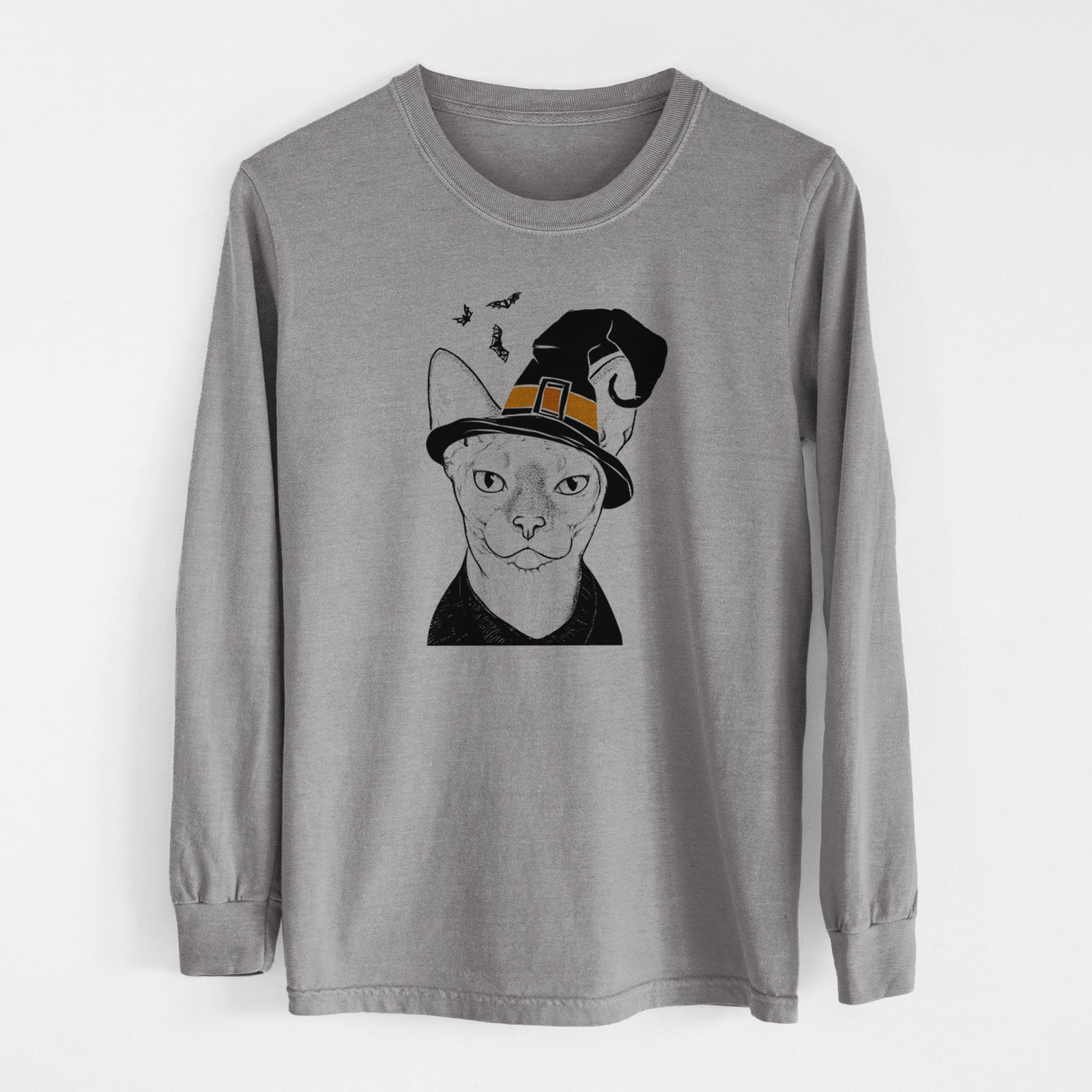 Witch Oliver Watson the Sphynx Cat - Men's Heavyweight 100% Cotton Long Sleeve