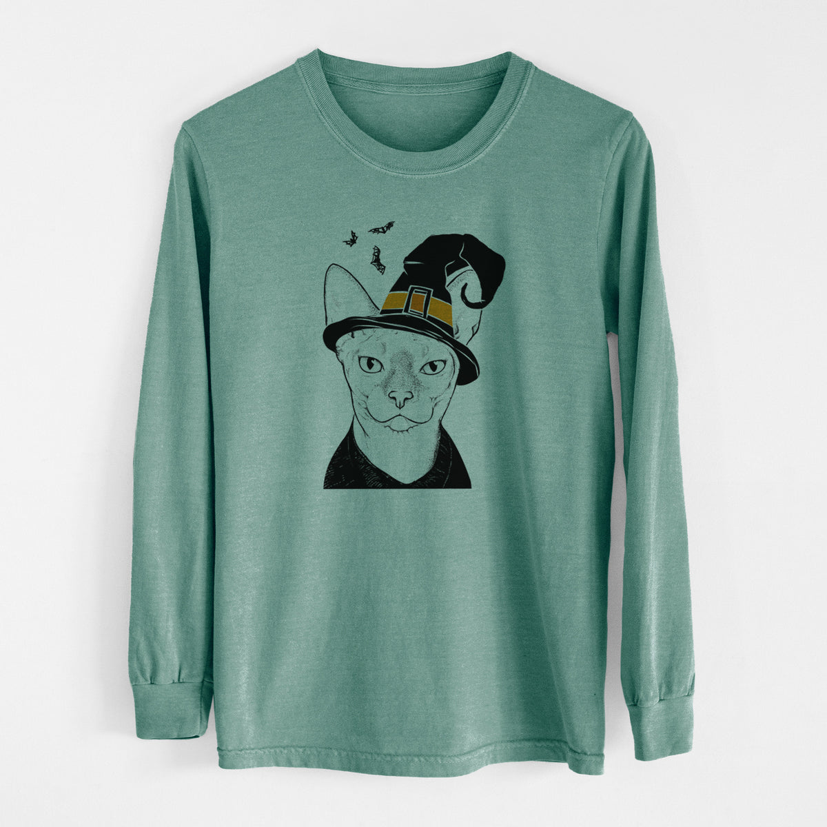 Witch Oliver Watson the Sphynx Cat - Men's Heavyweight 100% Cotton Long Sleeve