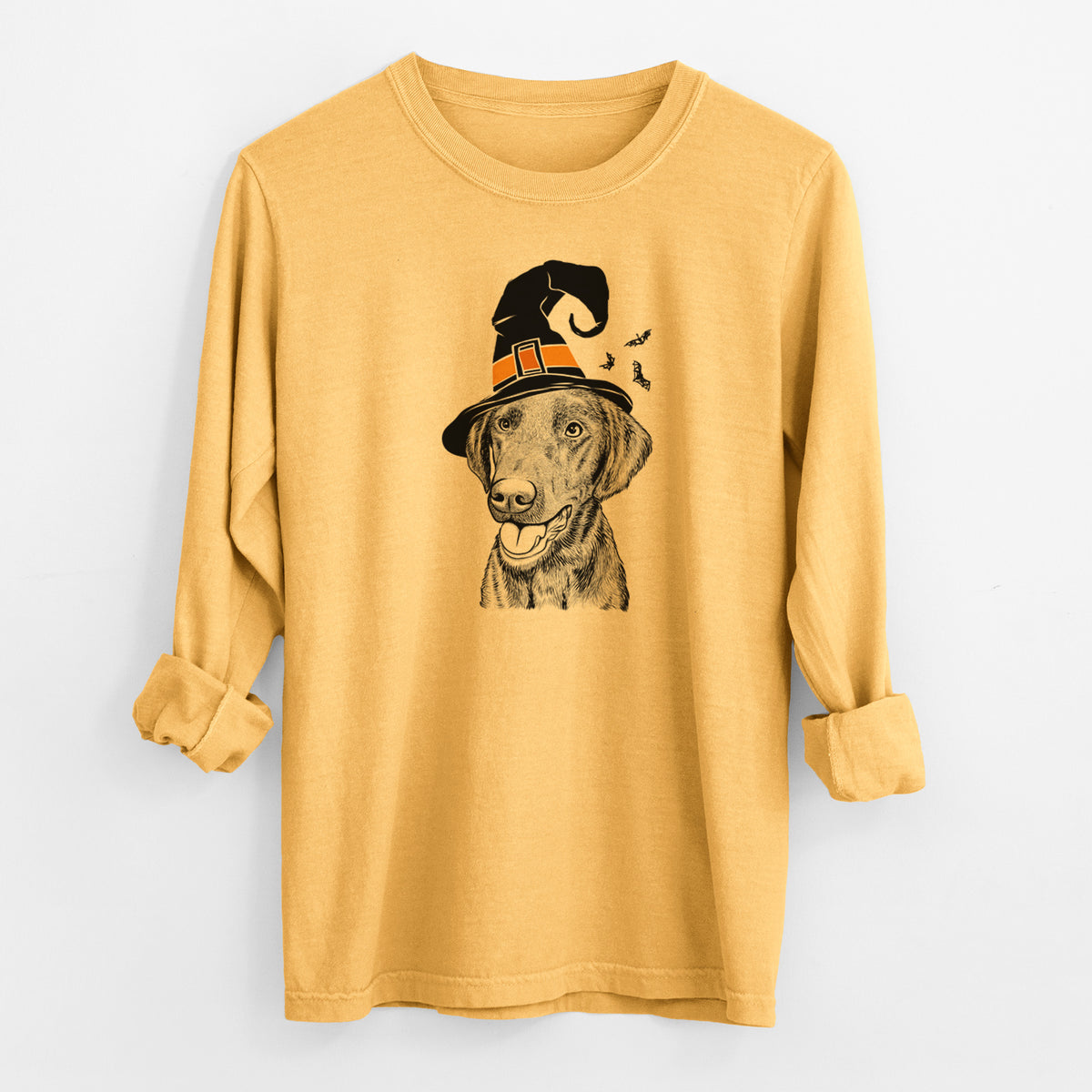 Witch Onyx the Labrador Retriever - Men's Heavyweight 100% Cotton Long Sleeve