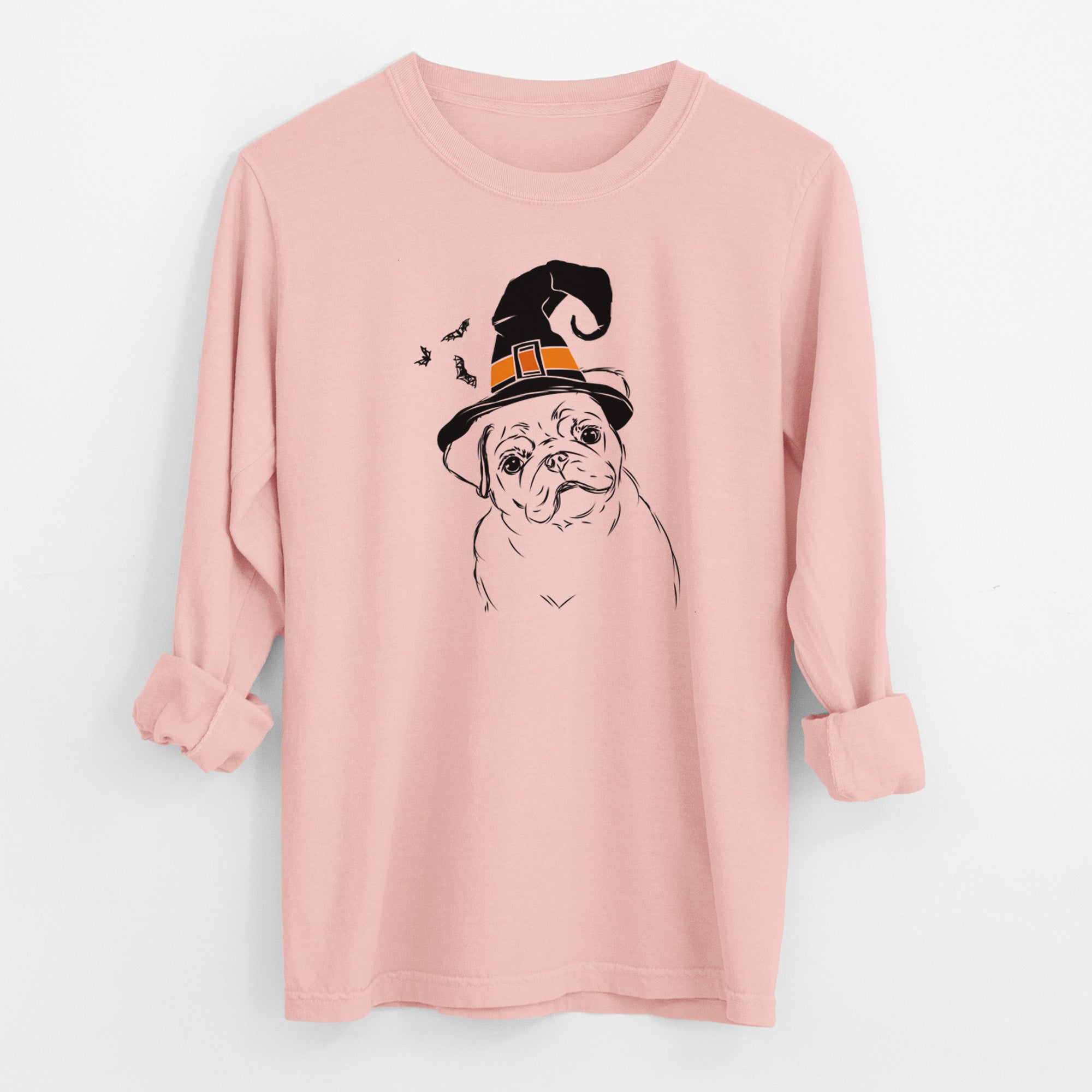 Witch Otis the Pug - Men's Heavyweight 100% Cotton Long Sleeve