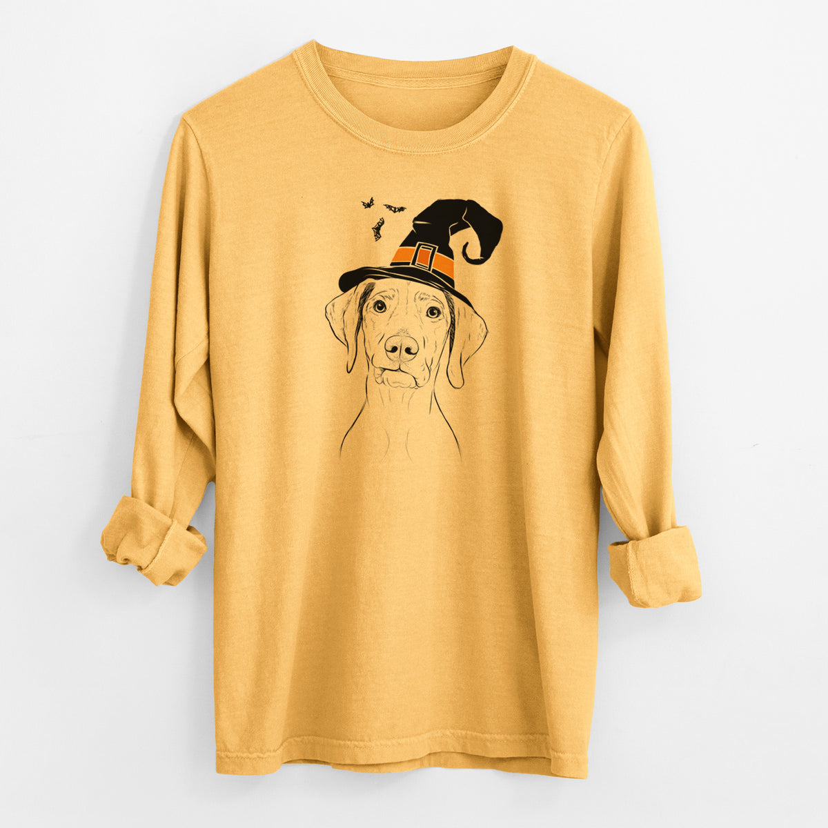 Witch Pawley the Vizsla - Men's Heavyweight 100% Cotton Long Sleeve