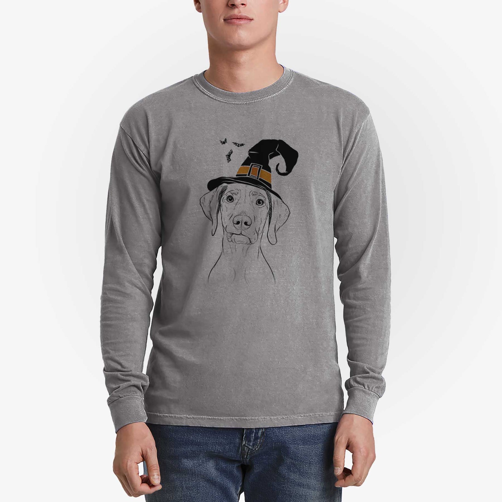 Witch Pawley the Vizsla - Men's Heavyweight 100% Cotton Long Sleeve