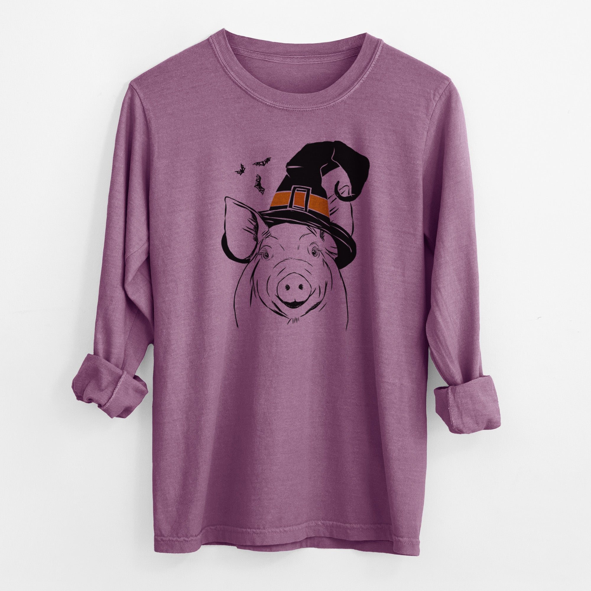 Witch Perry the Pig - Men's Heavyweight 100% Cotton Long Sleeve