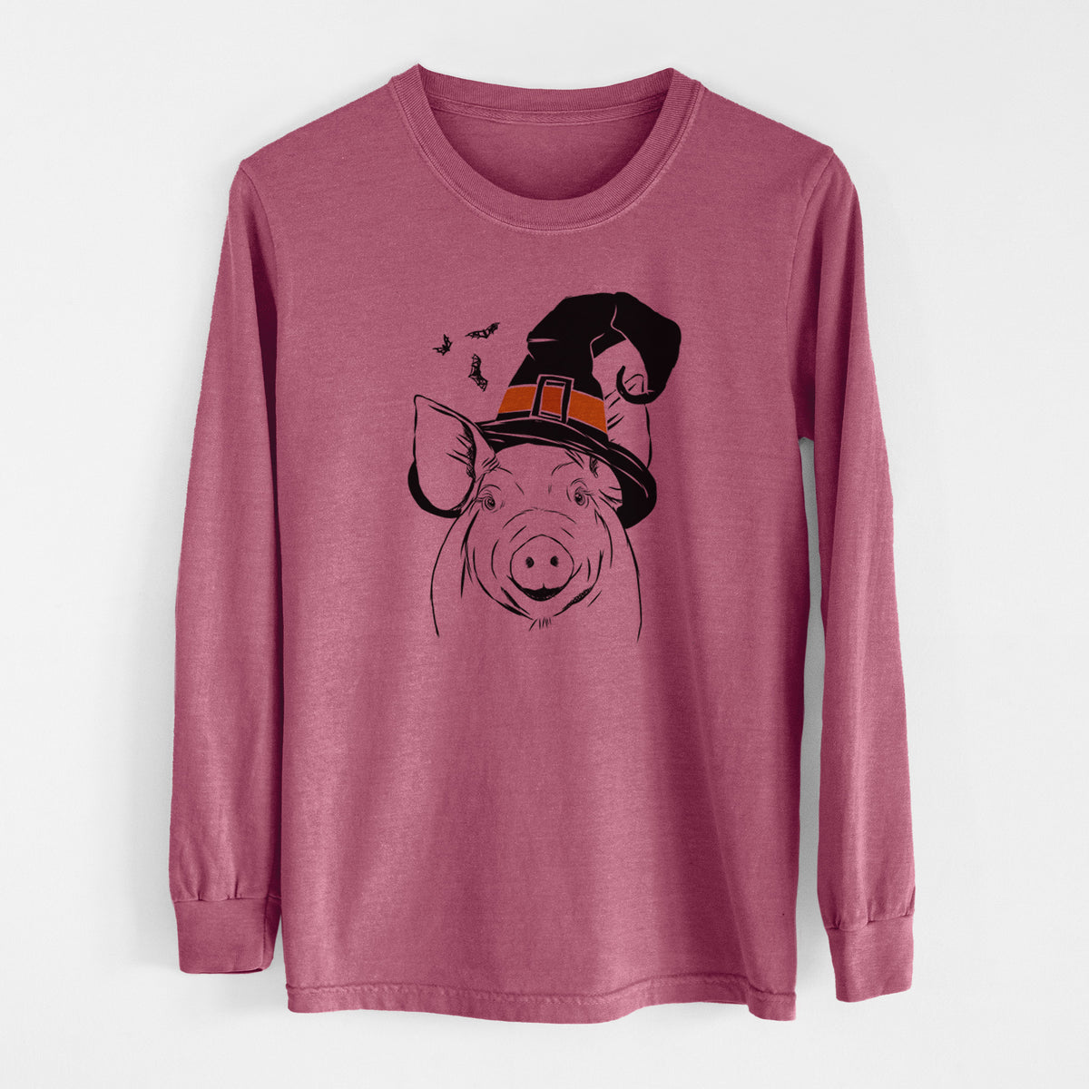 Witch Perry the Pig - Men's Heavyweight 100% Cotton Long Sleeve