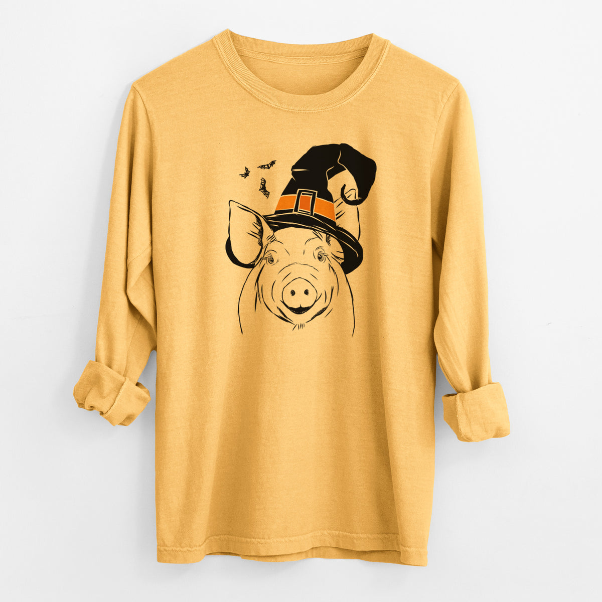 Witch Perry the Pig - Men's Heavyweight 100% Cotton Long Sleeve