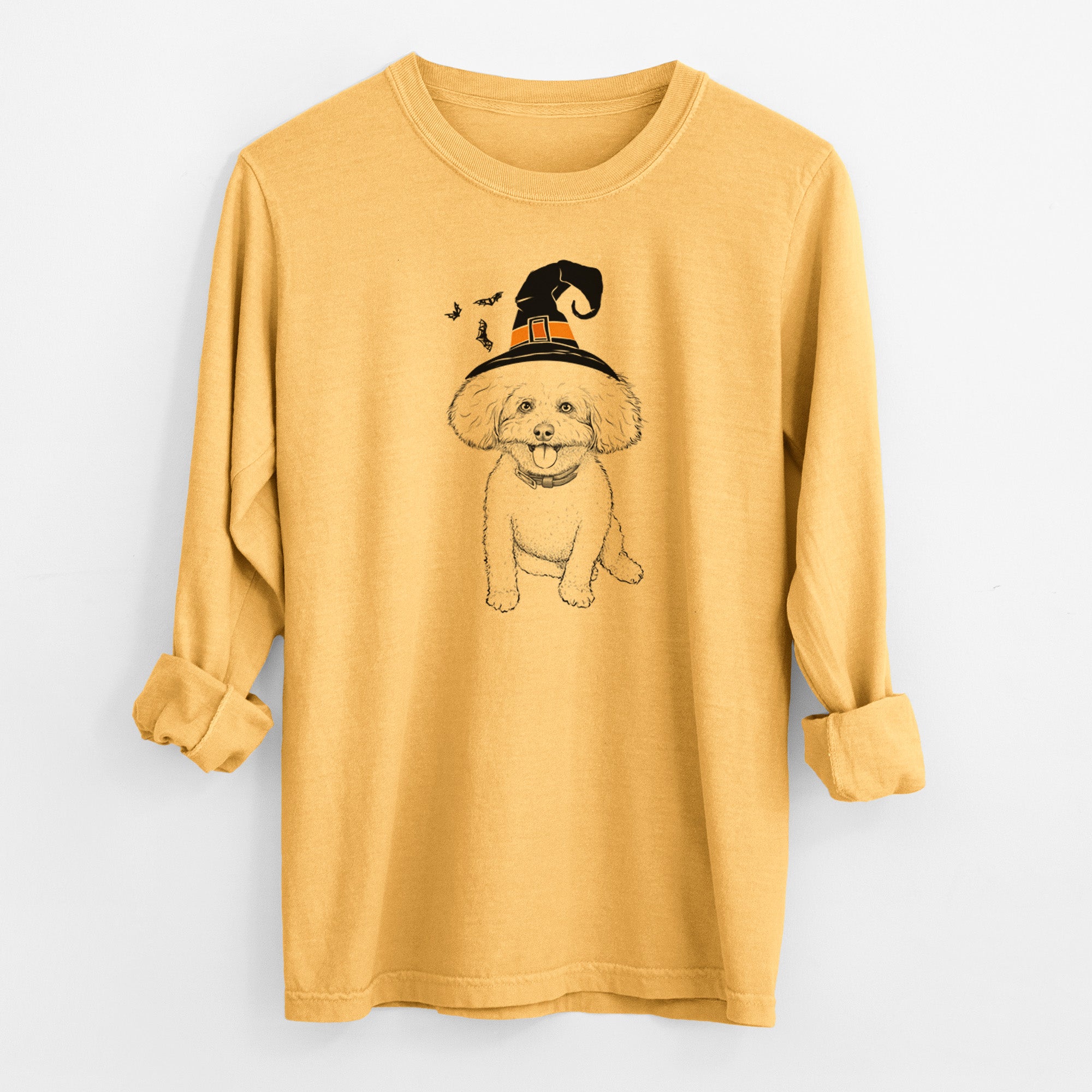 Witch Peyton the Bichon Frise - Men's Heavyweight 100% Cotton Long Sleeve