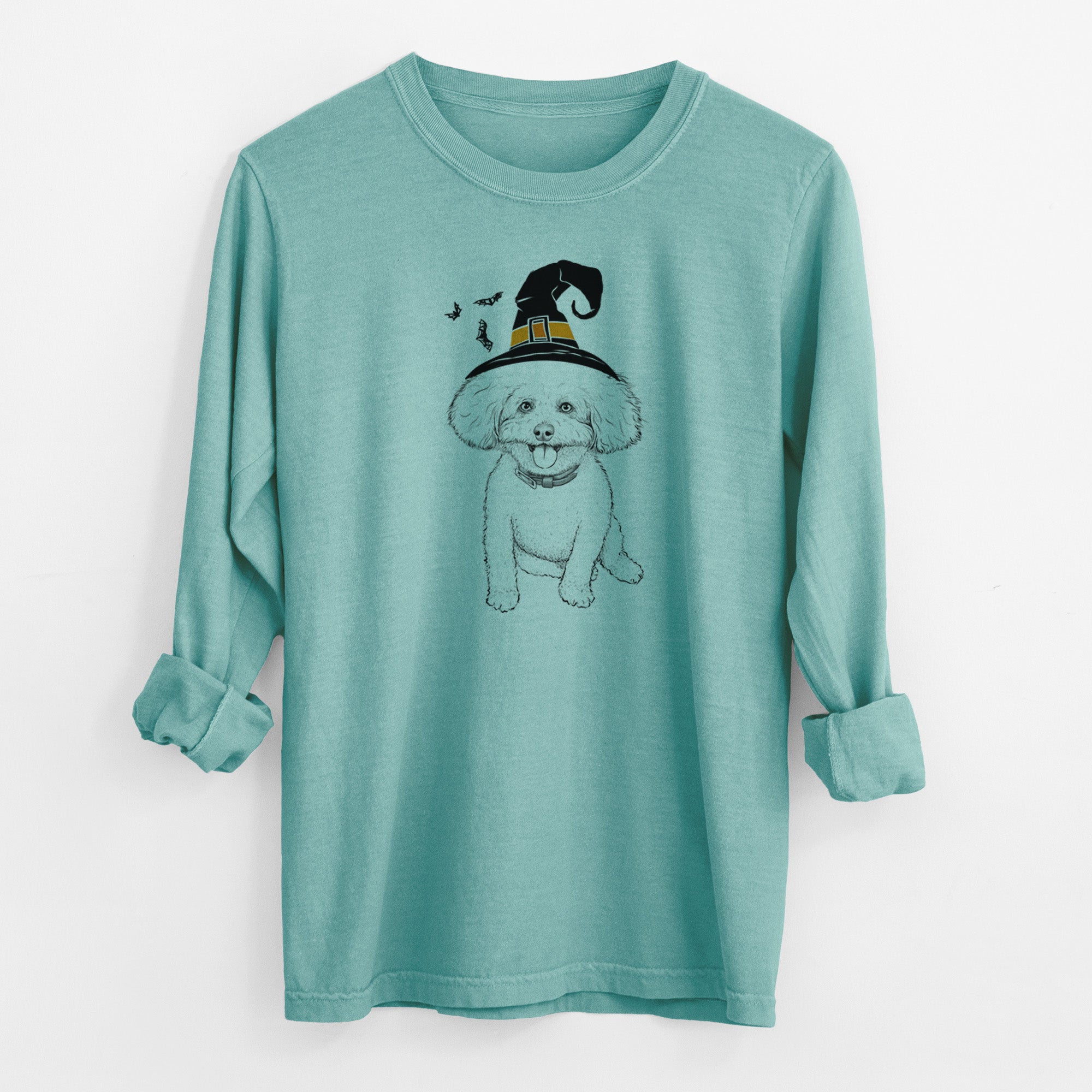 Witch Peyton the Bichon Frise - Men's Heavyweight 100% Cotton Long Sleeve