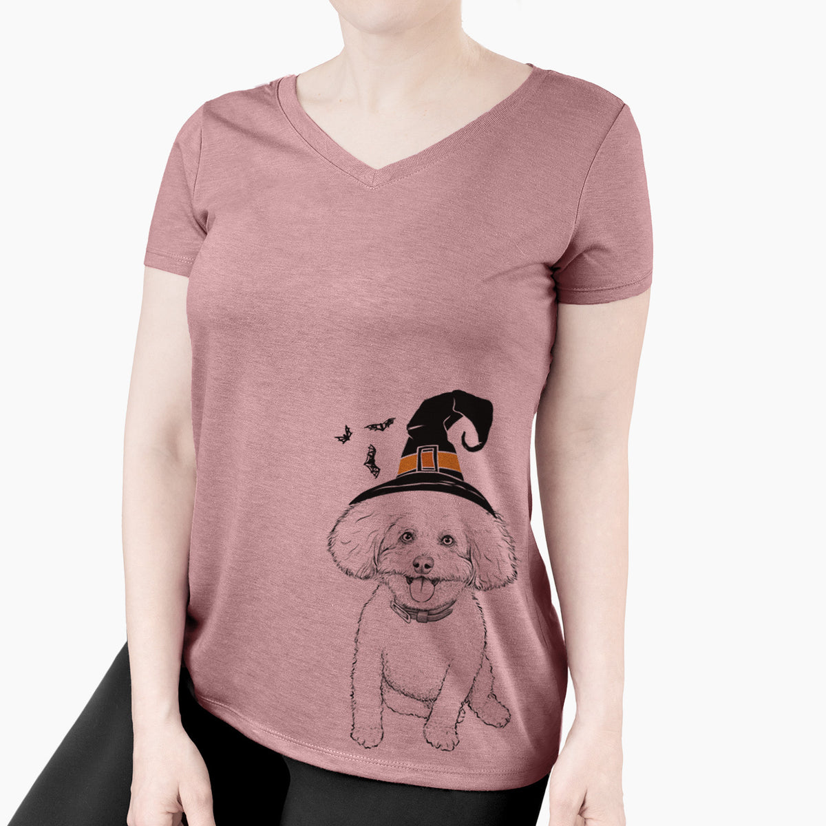 Witch Peyton the Bichon Frise - Women's Perfect V-neck Shirt