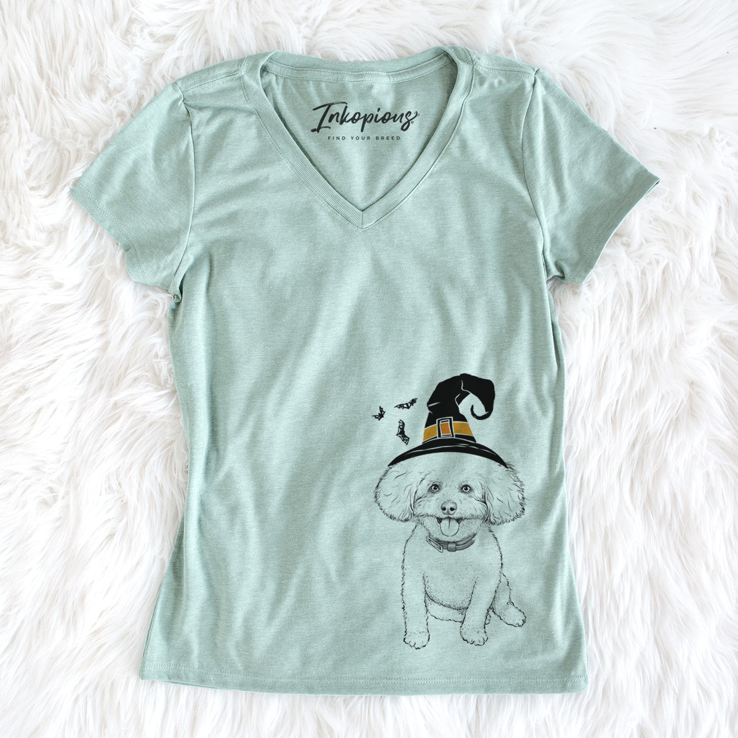 Witch Peyton the Bichon Frise - Women's Perfect V-neck Shirt