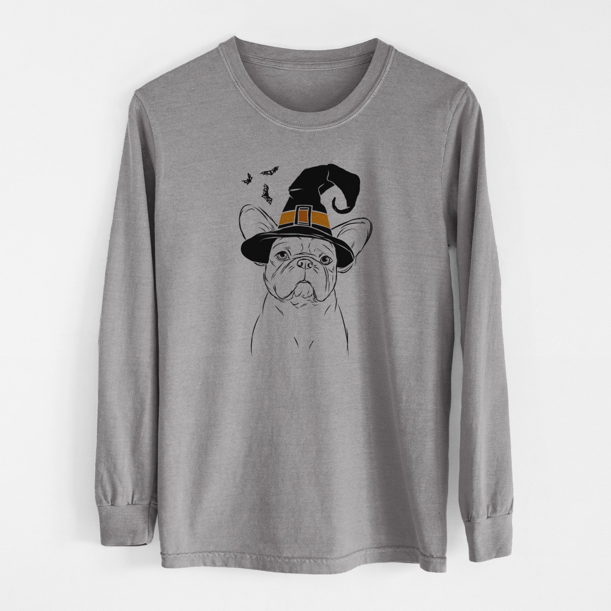 Witch Pierre the French Bulldog - Men's Heavyweight 100% Cotton Long Sleeve