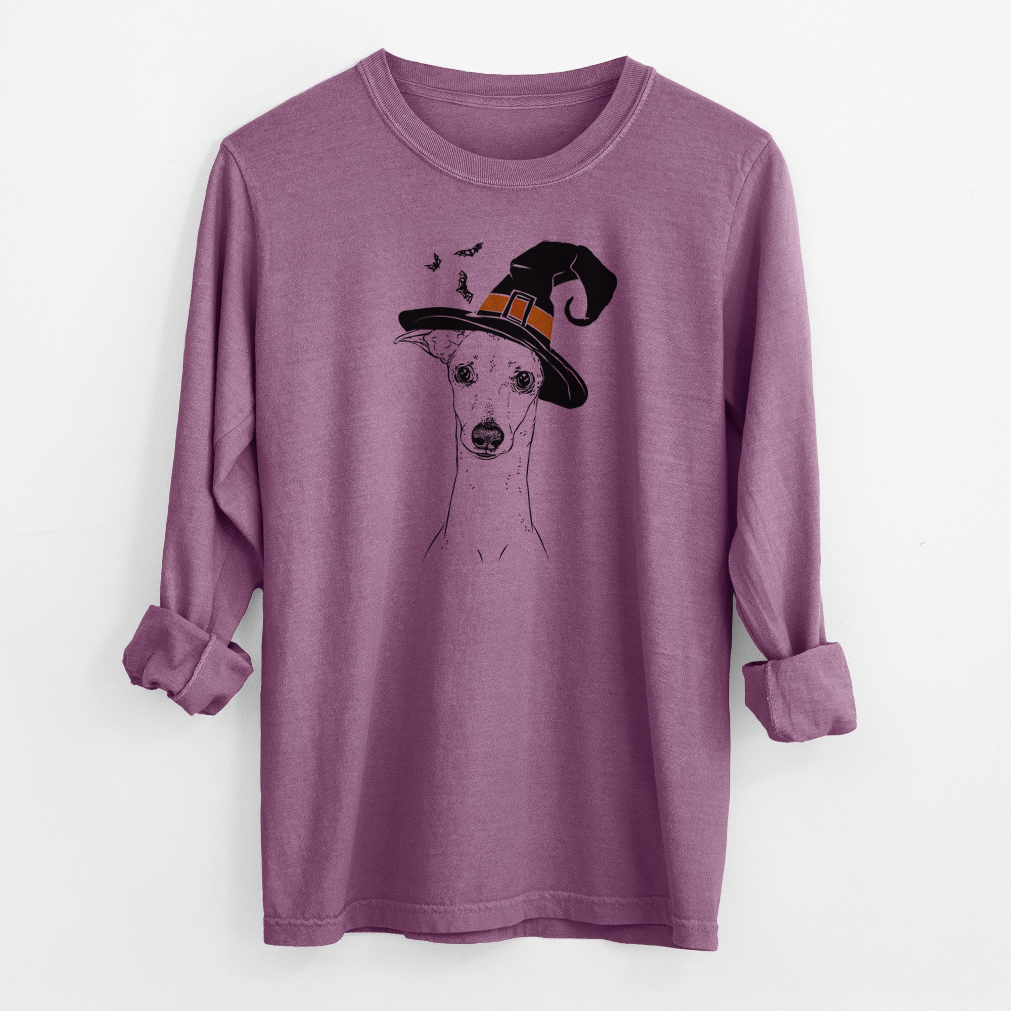 Witch Pip the Italian Greyhound - Men's Heavyweight 100% Cotton Long Sleeve