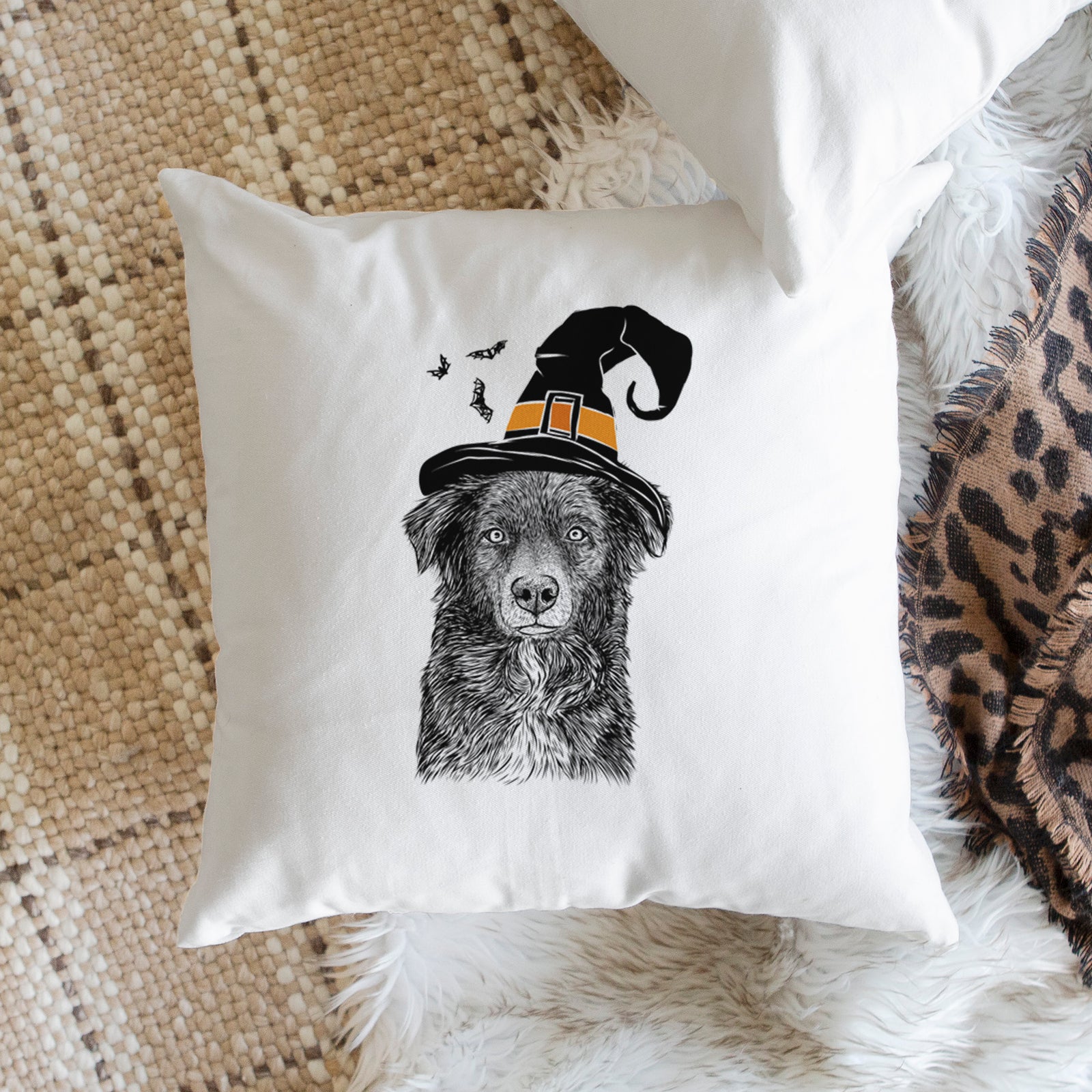 Pixel the Australian Shepherd - Throw Pillow Cover