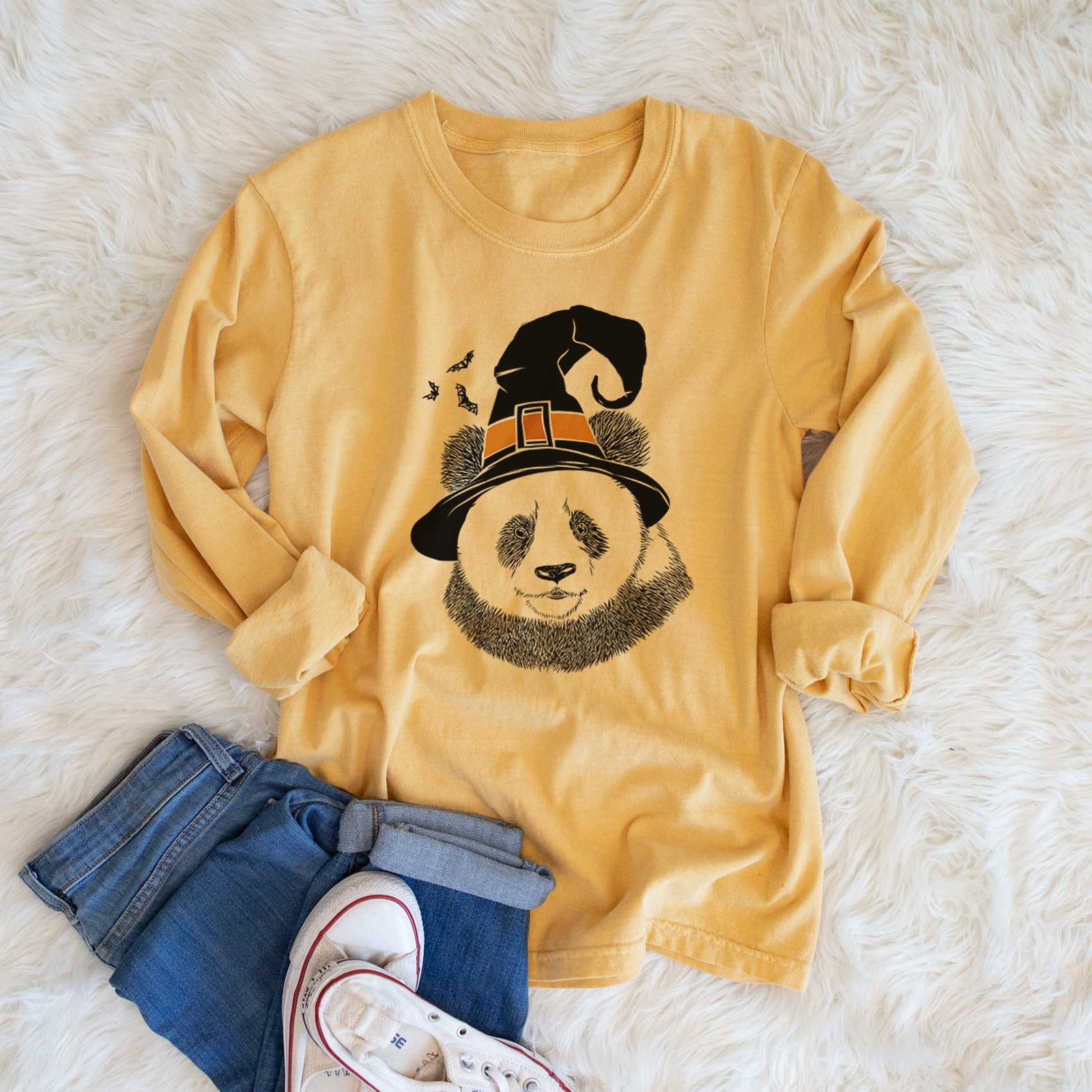 Witch Po the Panda - Men's Heavyweight 100% Cotton Long Sleeve