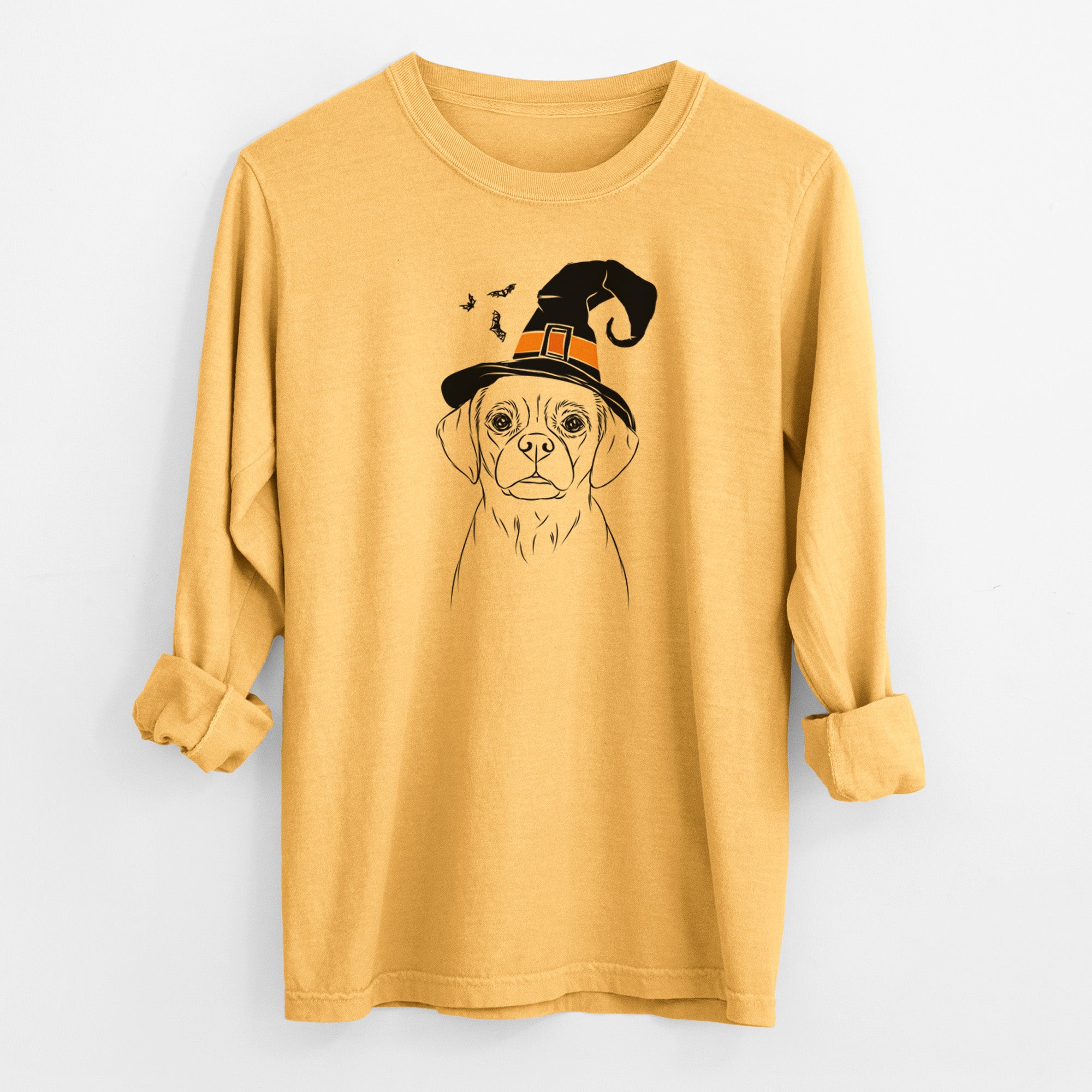 Witch Popcorn the Puggle - Men's Heavyweight 100% Cotton Long Sleeve