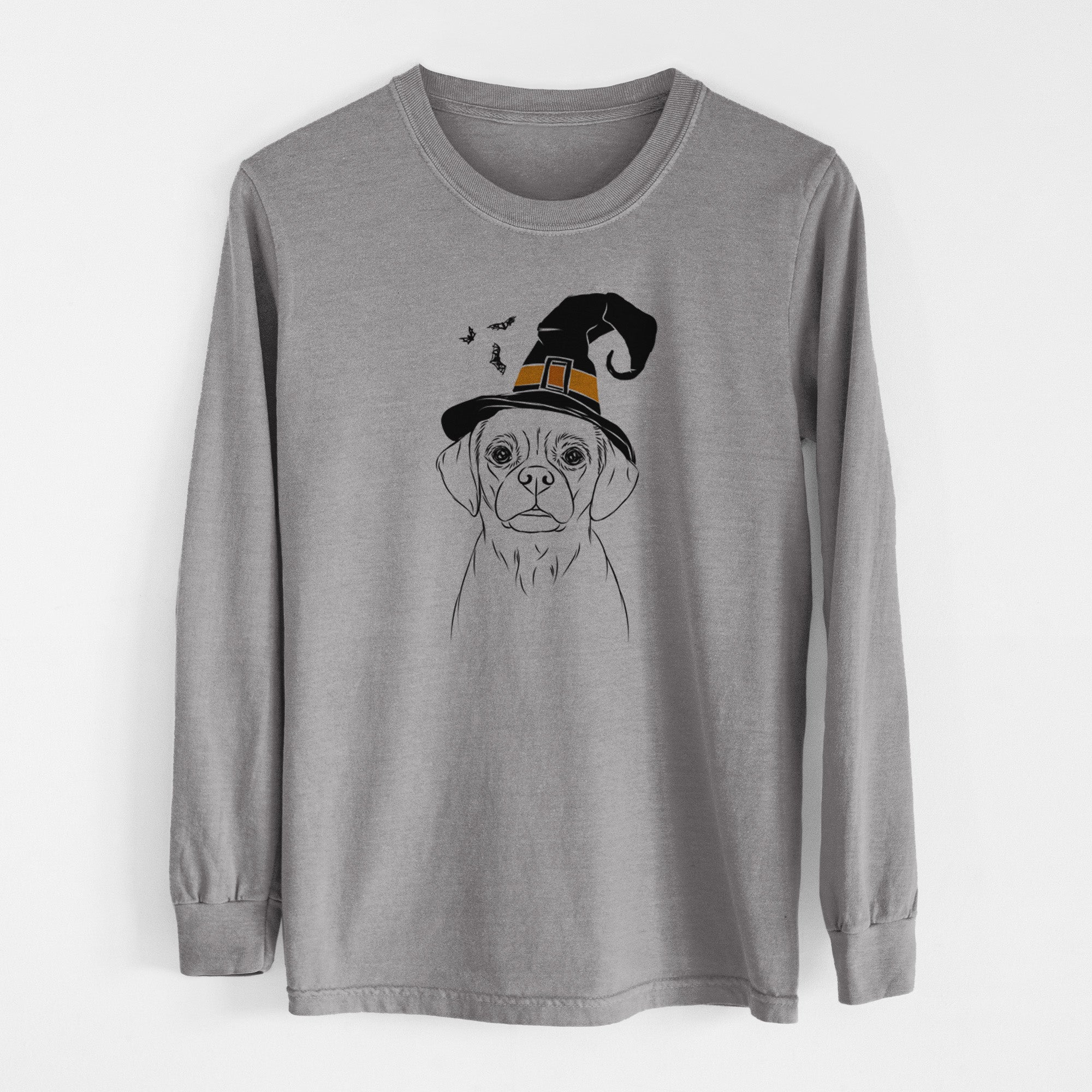 Witch Popcorn the Puggle - Men's Heavyweight 100% Cotton Long Sleeve