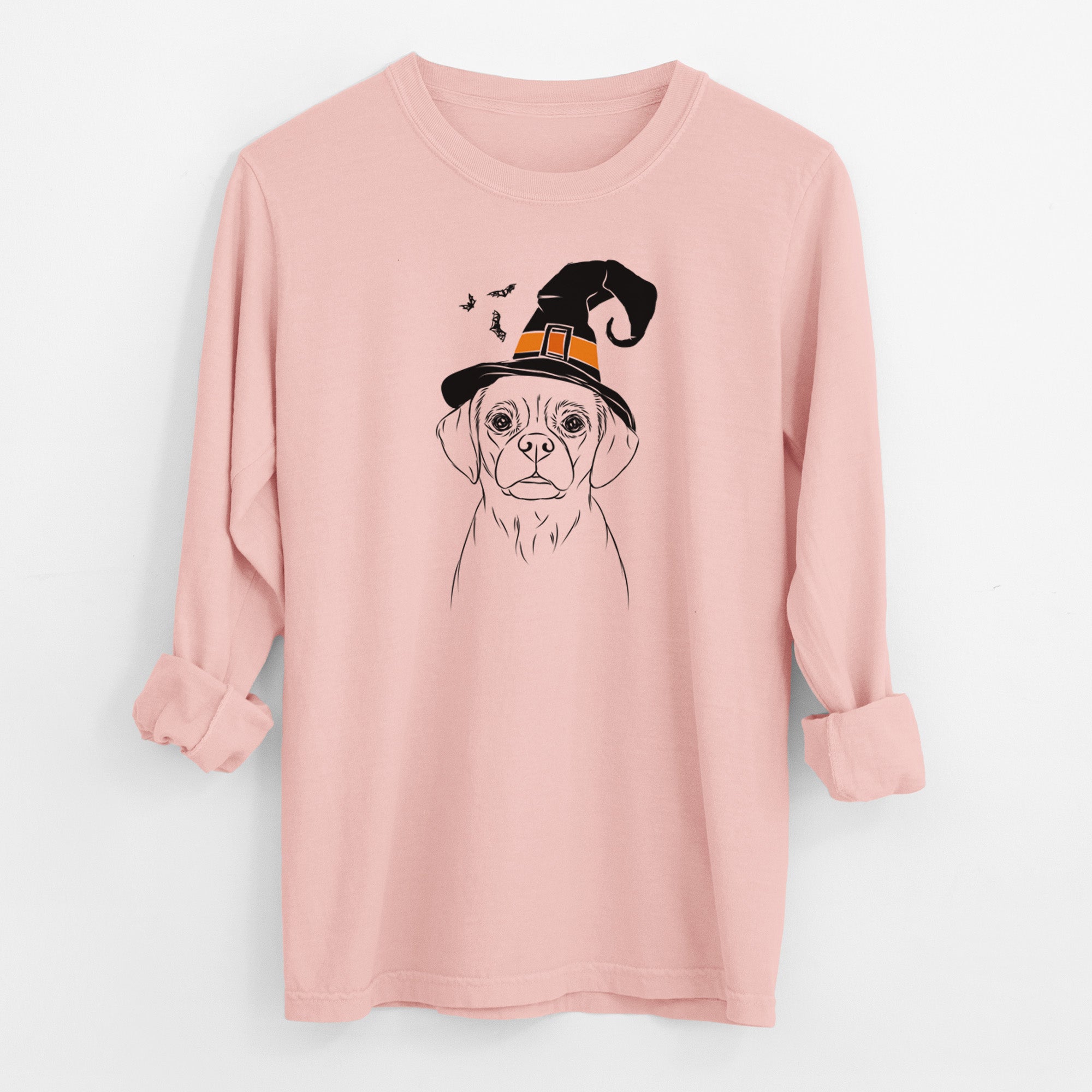 Witch Popcorn the Puggle - Men's Heavyweight 100% Cotton Long Sleeve