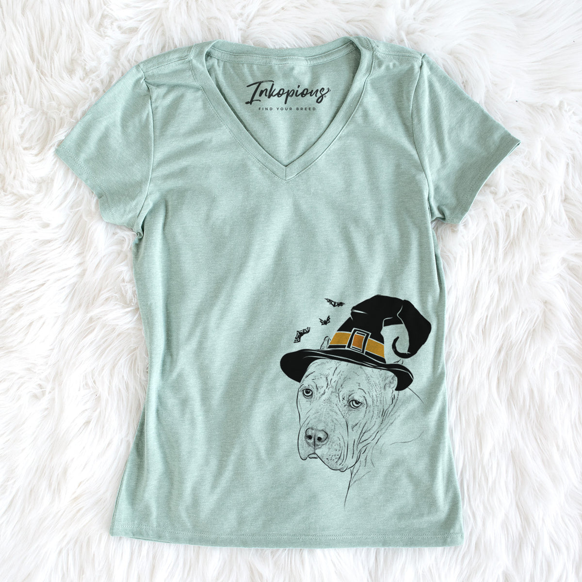 Witch Precious the Staffordshire Terrier - Women&#39;s Perfect V-neck Shirt