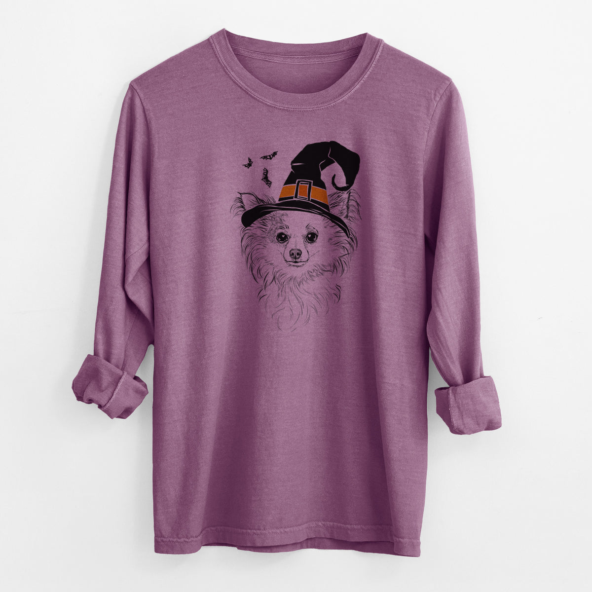 Witch Princess Ava the Long Haired Chihuahua - Men's Heavyweight 100% Cotton Long Sleeve