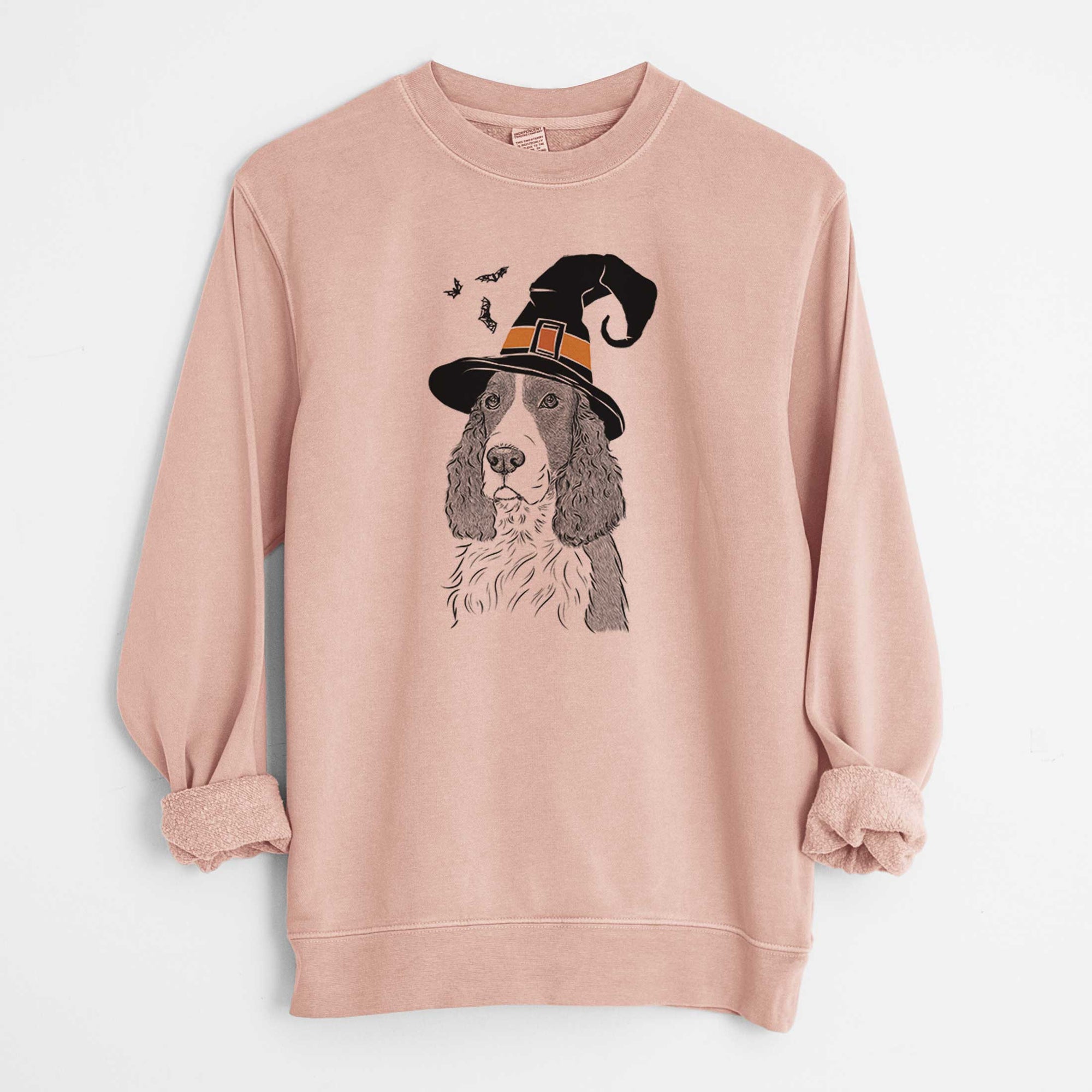 Witch Quincy the English Springer Spaniel - Unisex Pigment Dyed Crew Sweatshirt