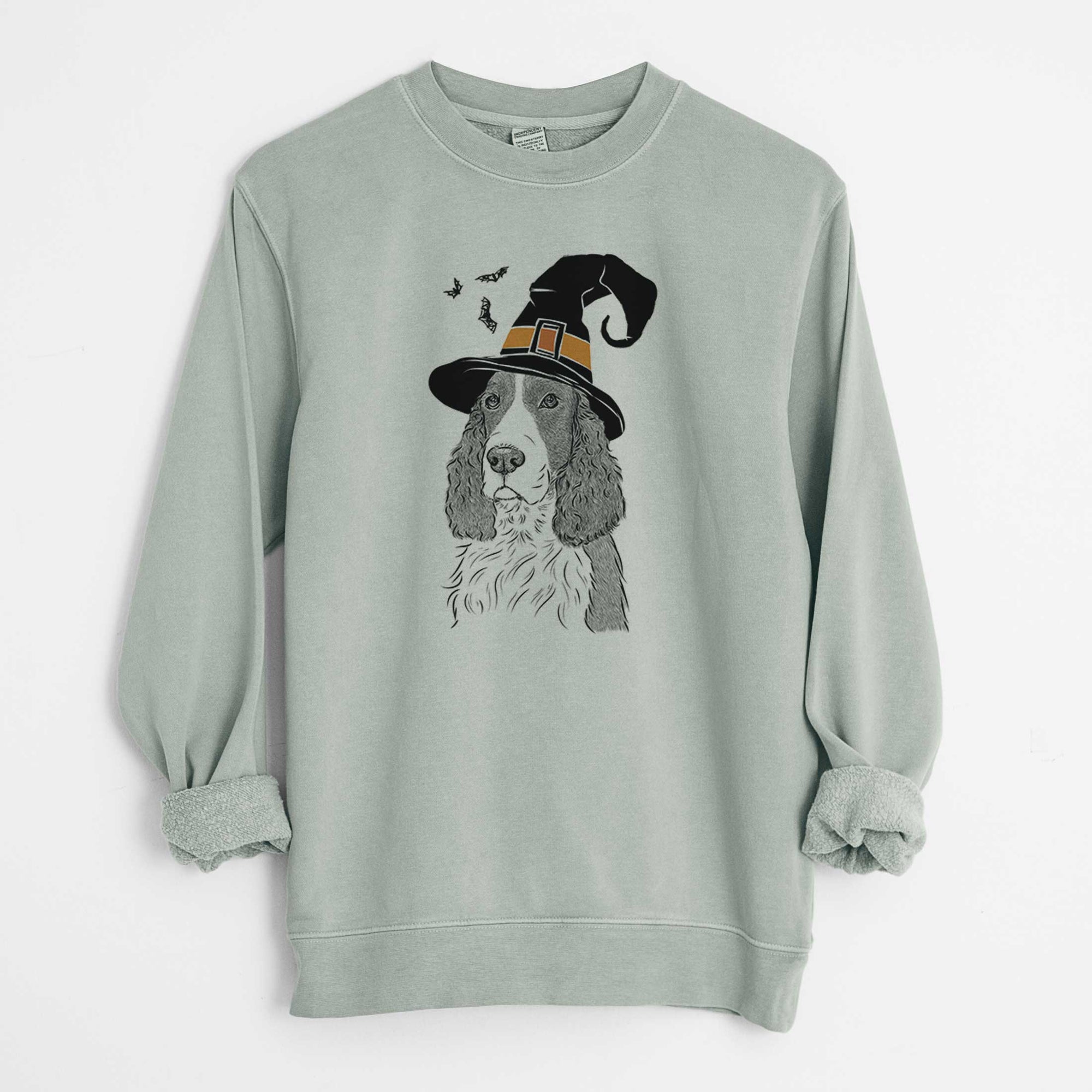 Witch Quincy the English Springer Spaniel - Unisex Pigment Dyed Crew Sweatshirt