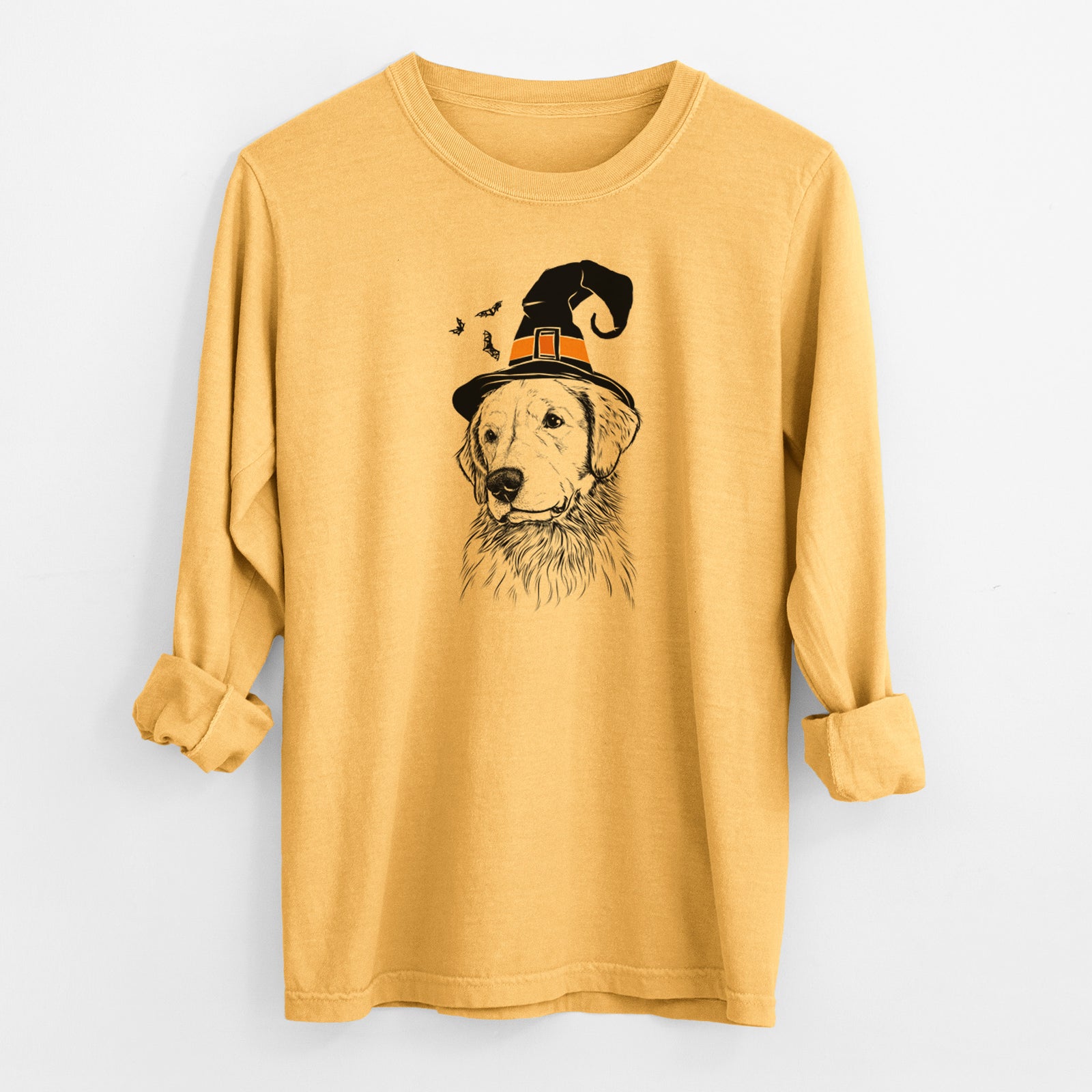 Witch Quinn the Golden Retriever - Men's Heavyweight 100% Cotton Long Sleeve