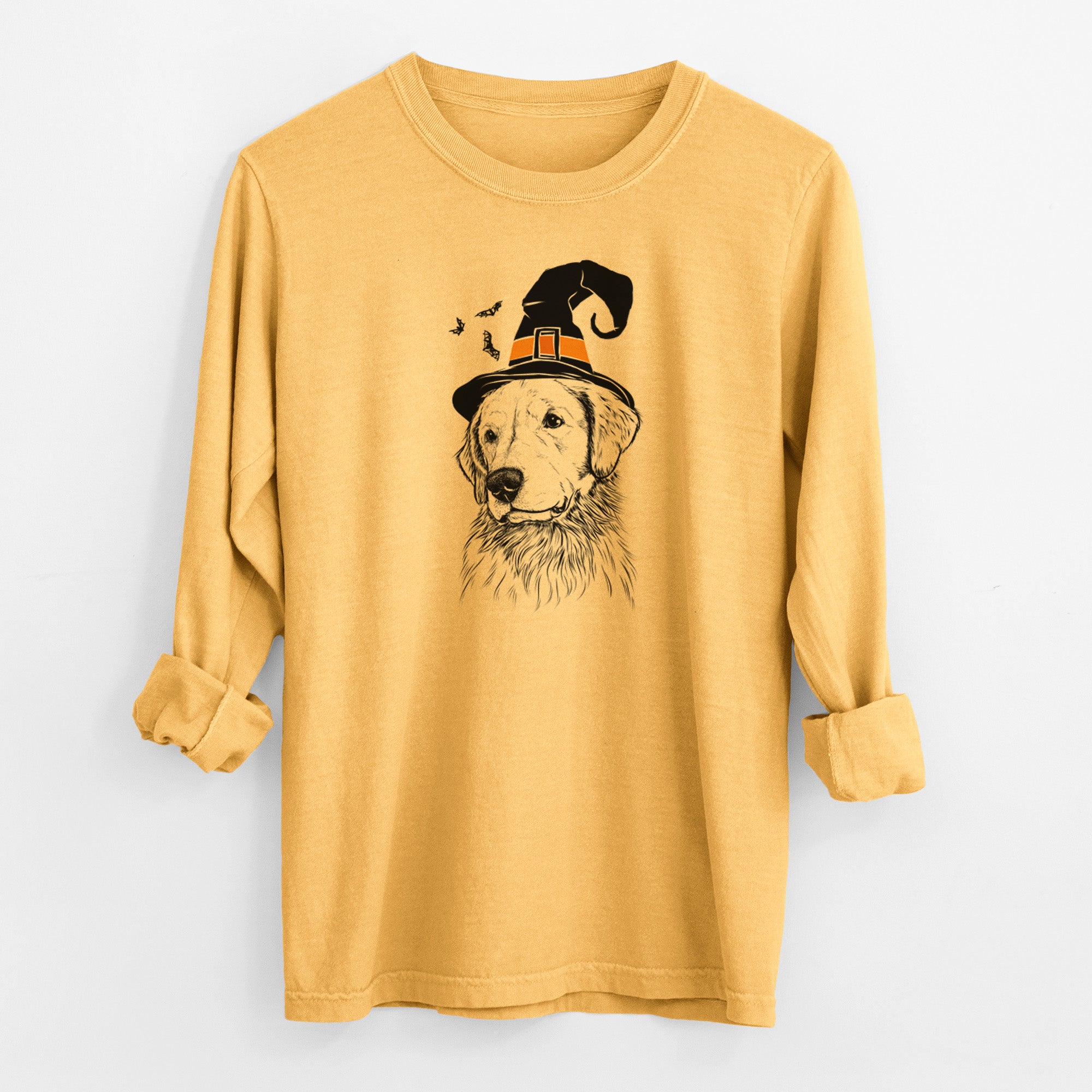 Witch Quinn the Golden Retriever - Men's Heavyweight 100% Cotton Long Sleeve