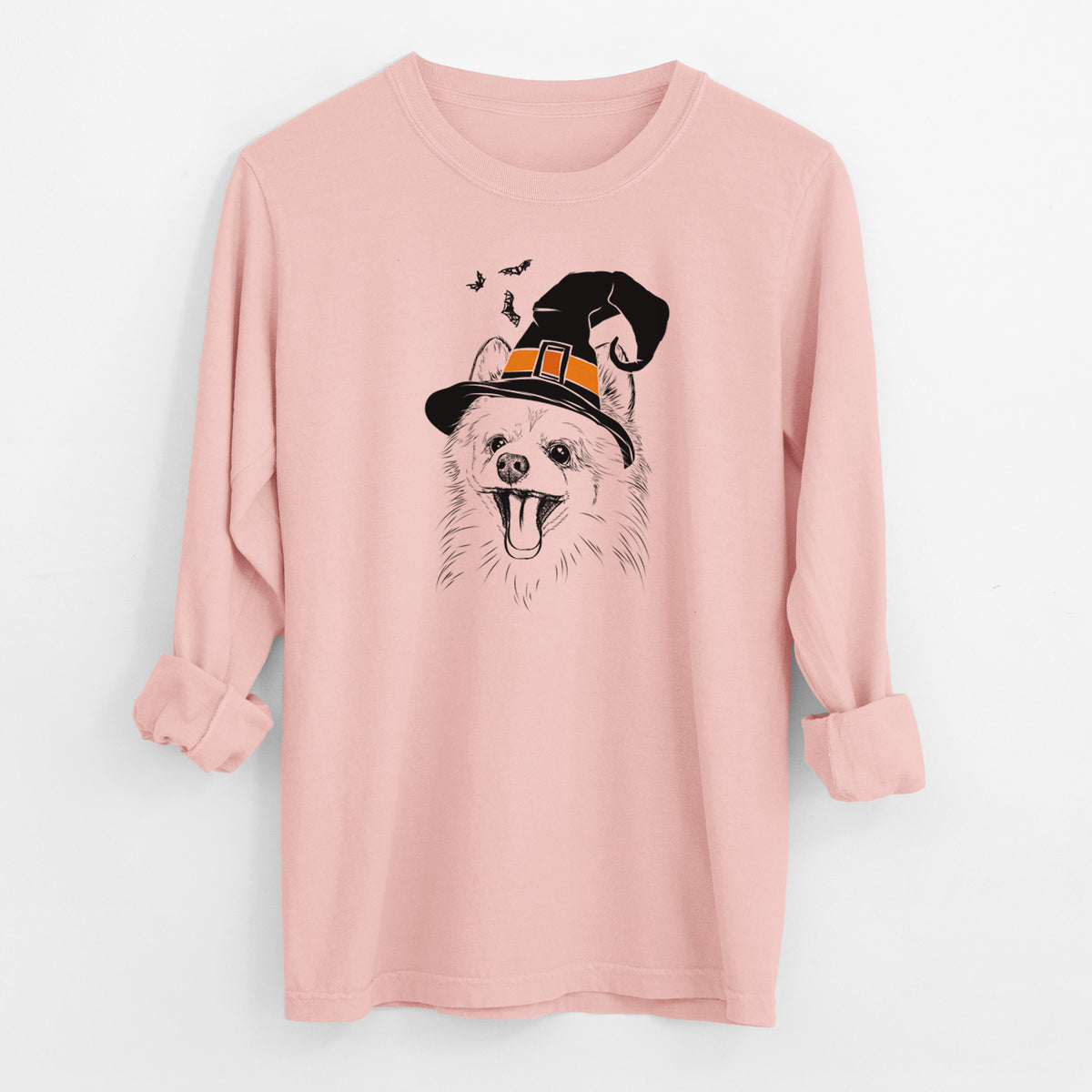 Witch Quinn the Pomeranian - Men's Heavyweight 100% Cotton Long Sleeve