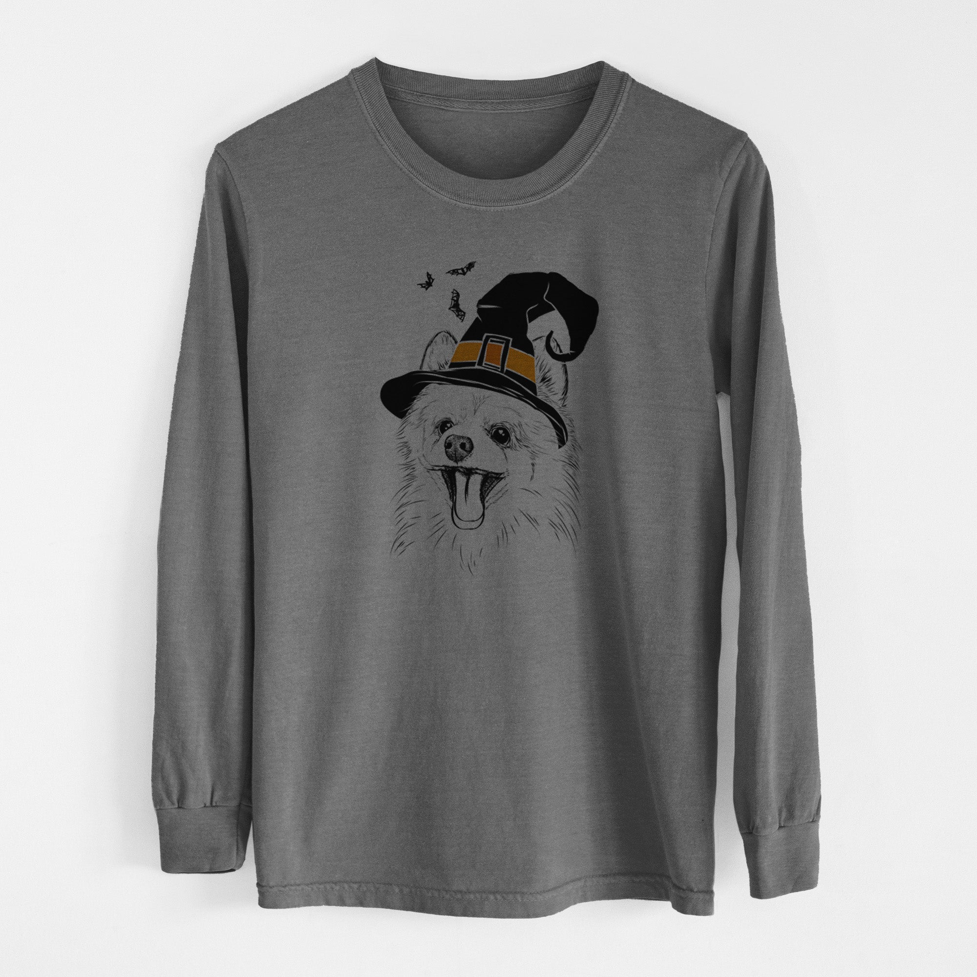 Witch Quinn the Pomeranian - Men's Heavyweight 100% Cotton Long Sleeve