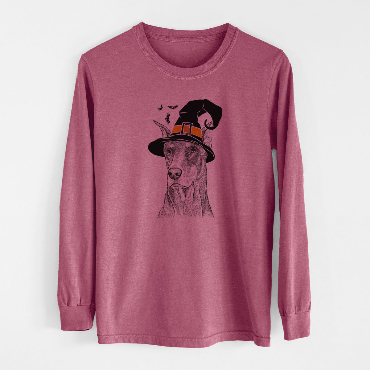Witch RJ the Doberman Pinscher - Men's Heavyweight 100% Cotton Long Sleeve