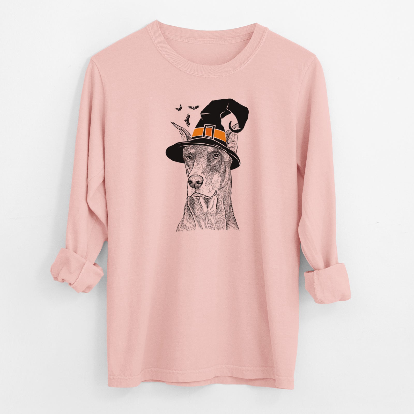 Witch RJ the Doberman Pinscher - Men's Heavyweight 100% Cotton Long Sleeve