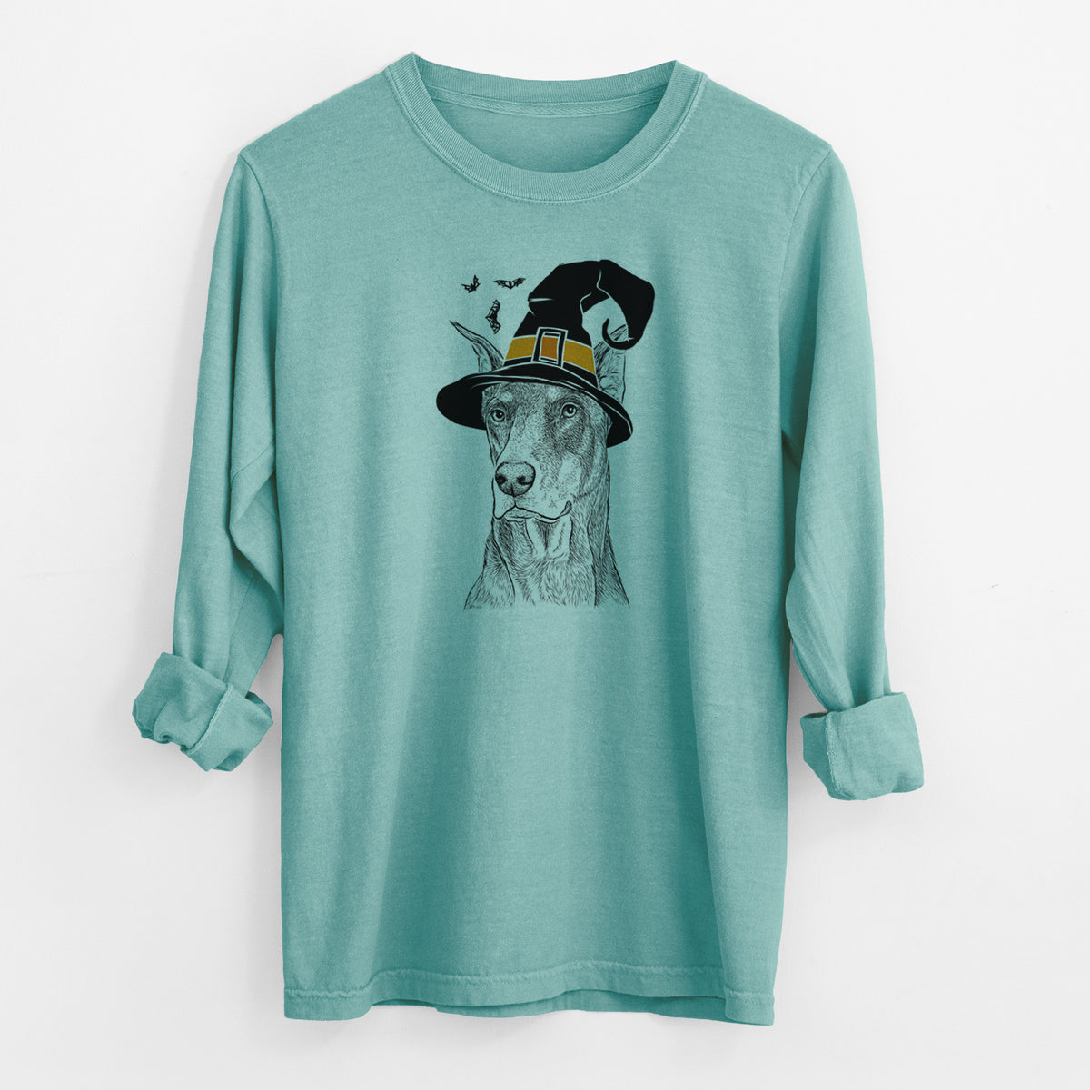 Witch RJ the Doberman Pinscher - Men's Heavyweight 100% Cotton Long Sleeve