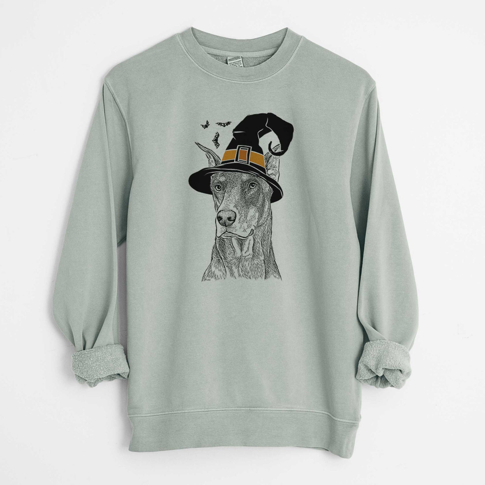 Witch RJ the Doberman Pinscher - Unisex Pigment Dyed Crew Sweatshirt