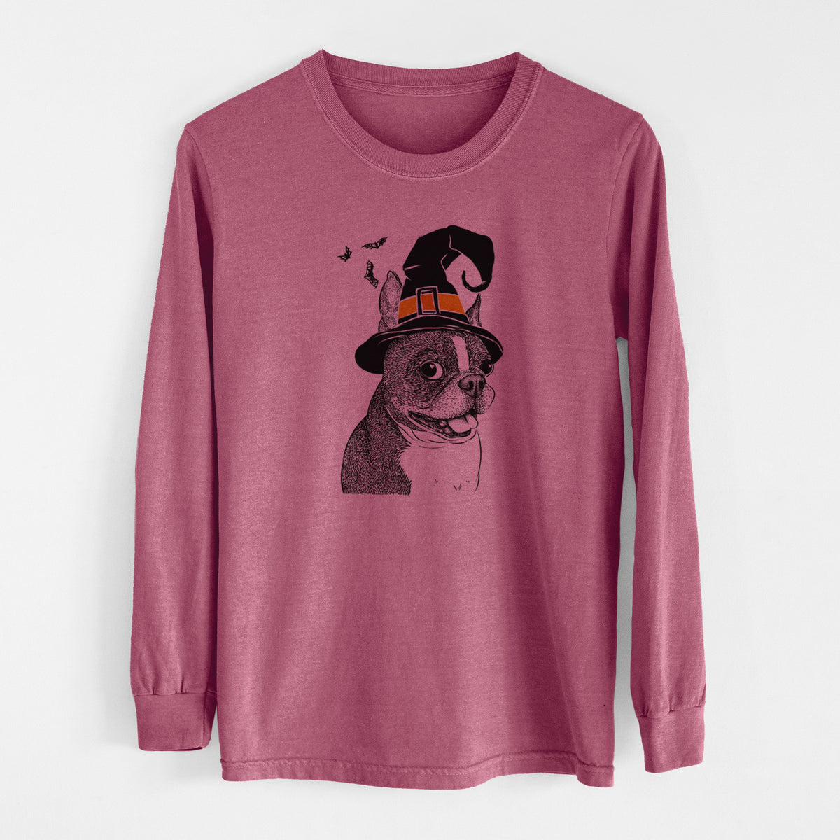 Witch Ralphie the Boston Terrier - Men's Heavyweight 100% Cotton Long Sleeve