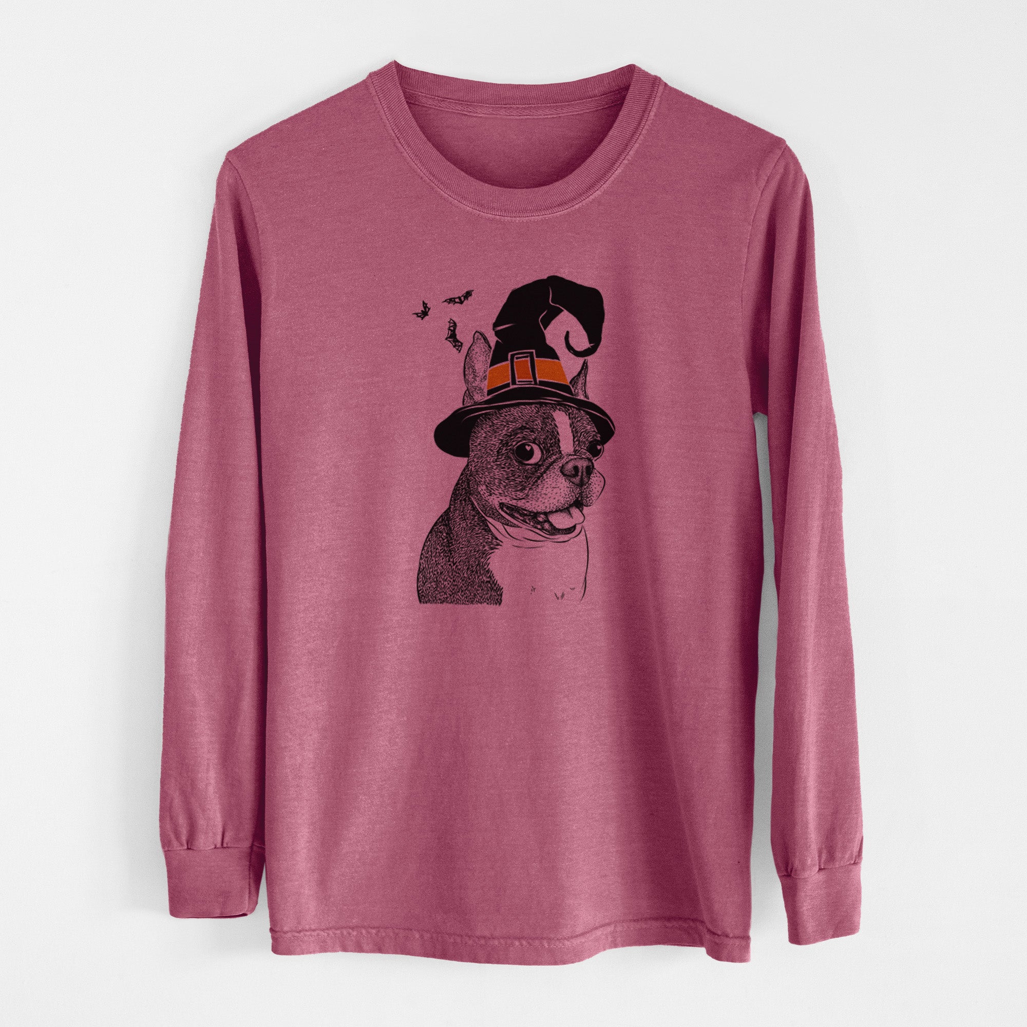 Witch Ralphie the Boston Terrier - Men's Heavyweight 100% Cotton Long Sleeve