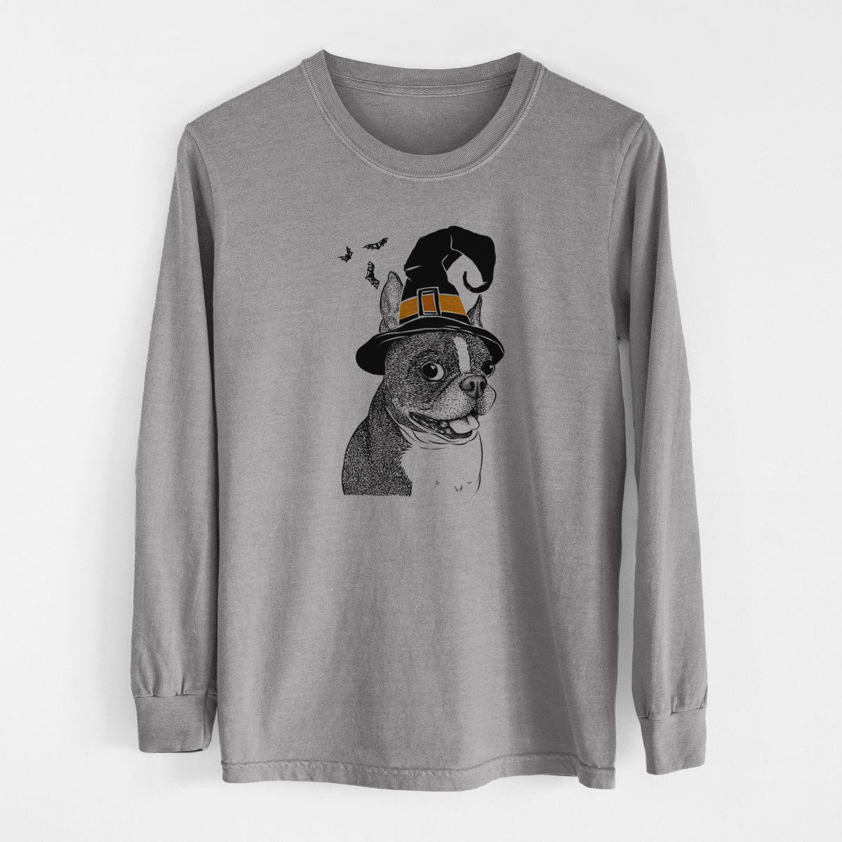 Witch Ralphie the Boston Terrier - Men's Heavyweight 100% Cotton Long Sleeve